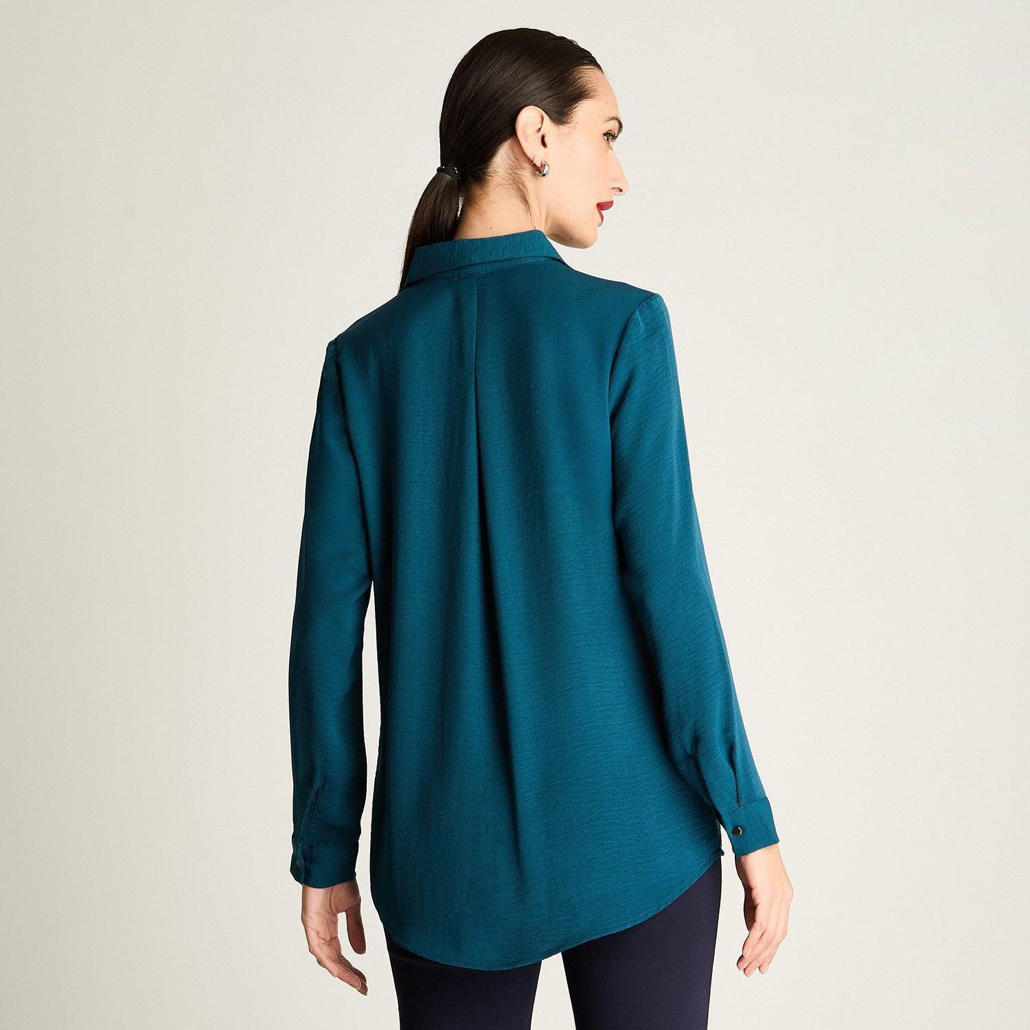 Blusa Camisera Manga Larga Petróleo-1