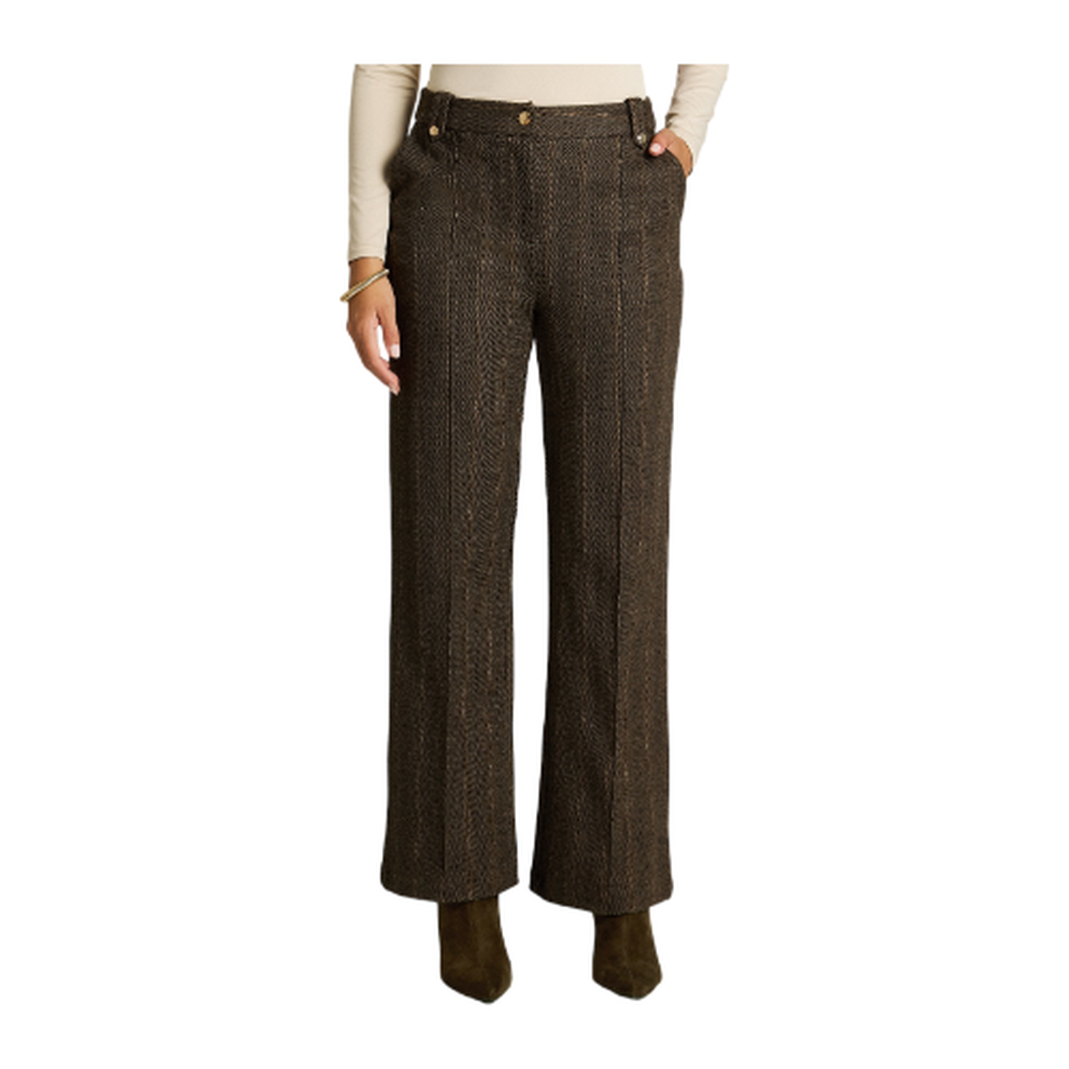 Pantalón Formal Café con Estampado Texturado Corte Recto-0