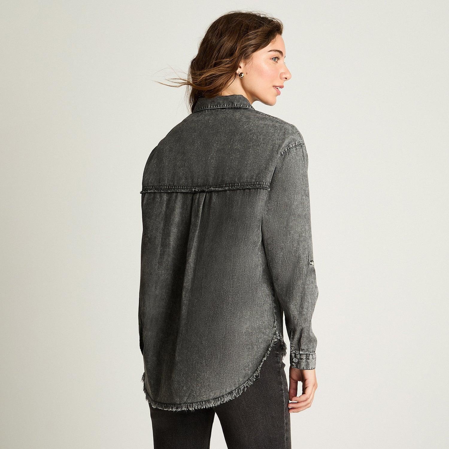 Blusa Manga Larga Acid Wash Detalle Roturas Gris-1