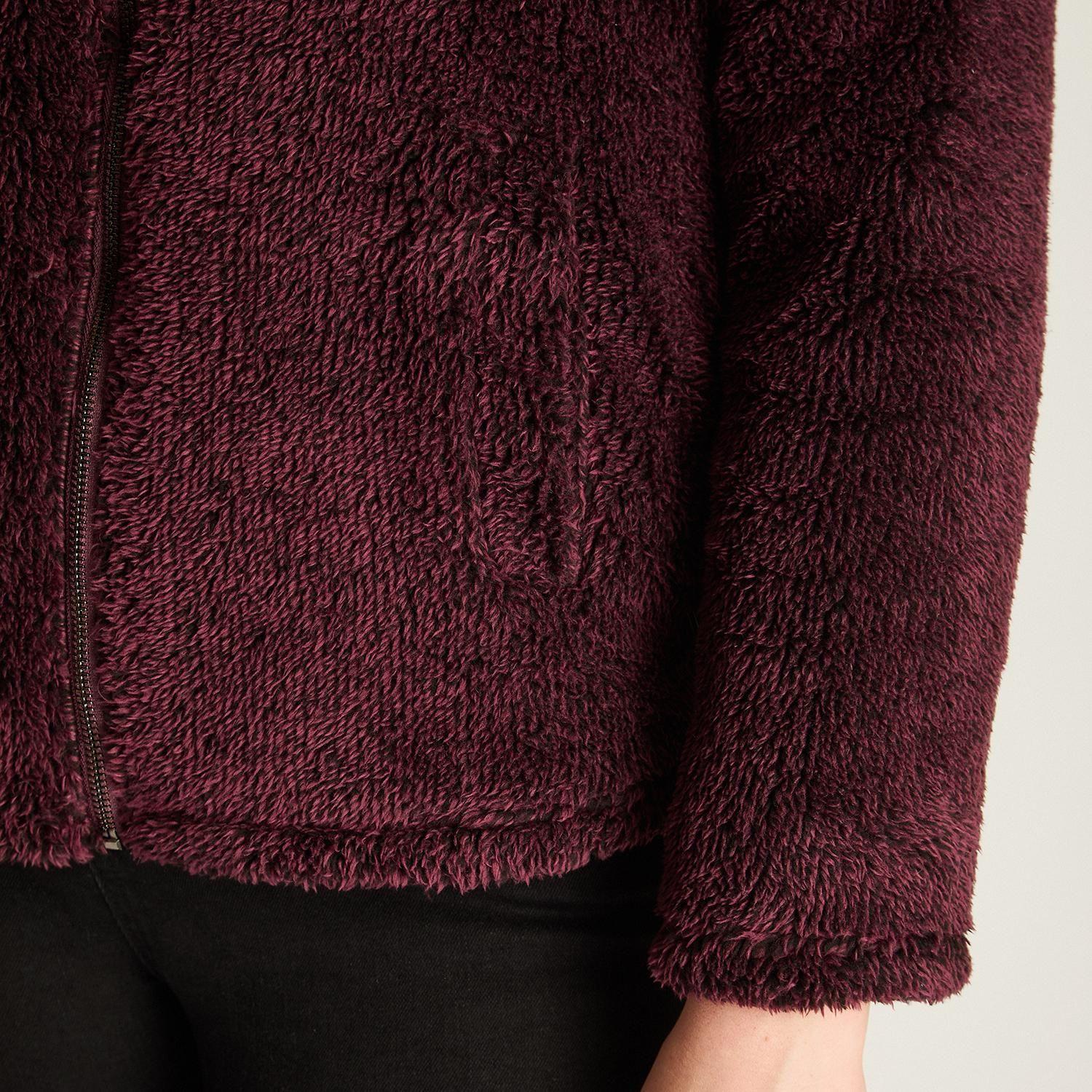 Polerón Coral Fleece Mujer Full Zipper Efecto Piel Morado-2