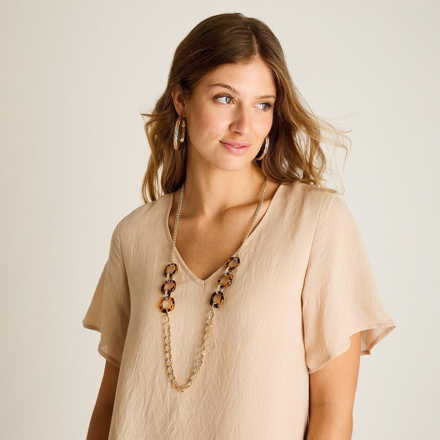 Vestido Midi Beige Con Collar-2