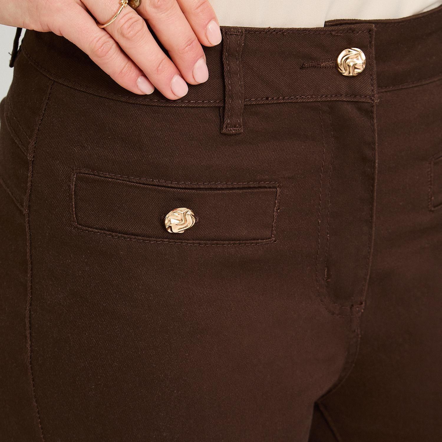 Jeans Flare 3 Botones Café-4