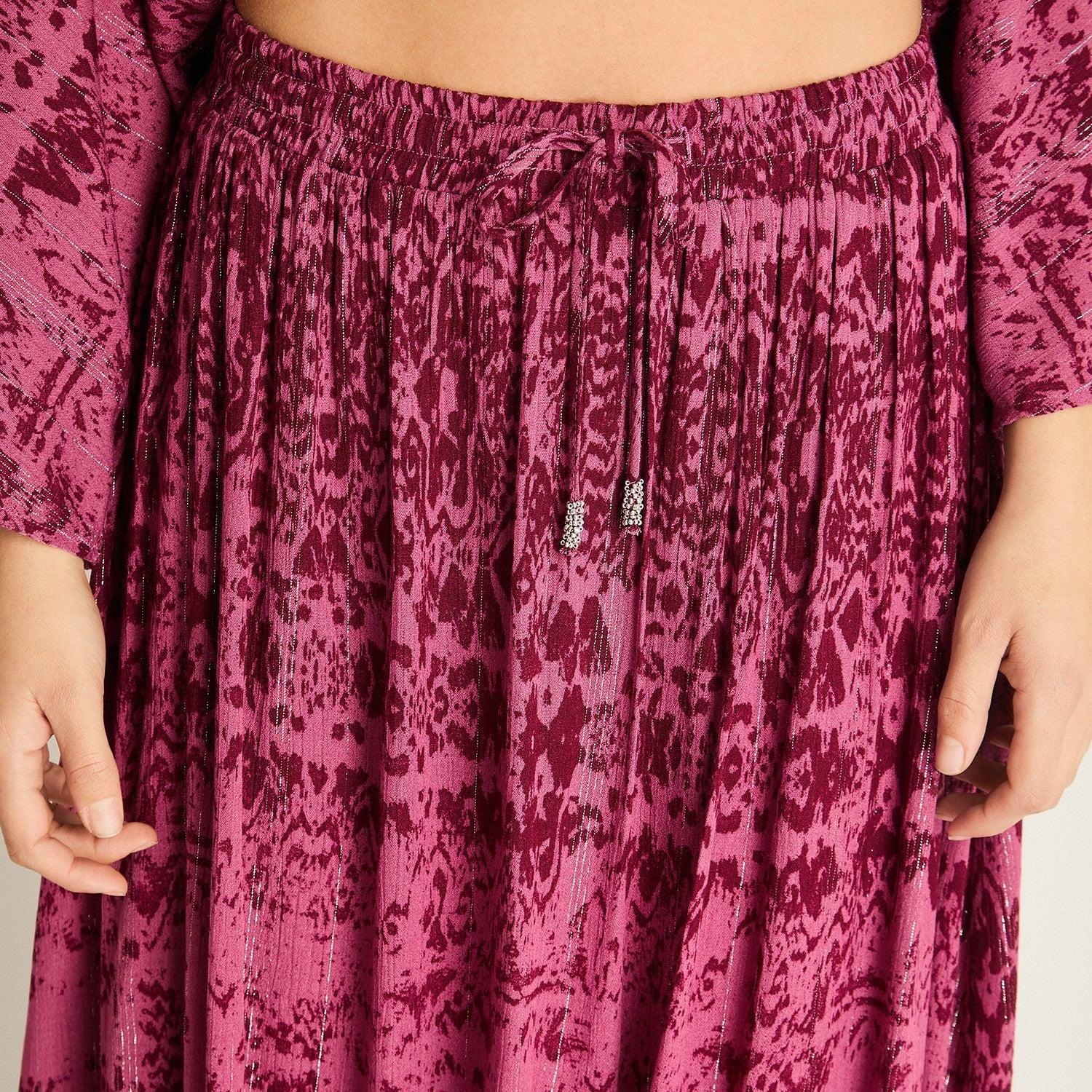 Falda Lila Maxi Estampado Boho-2