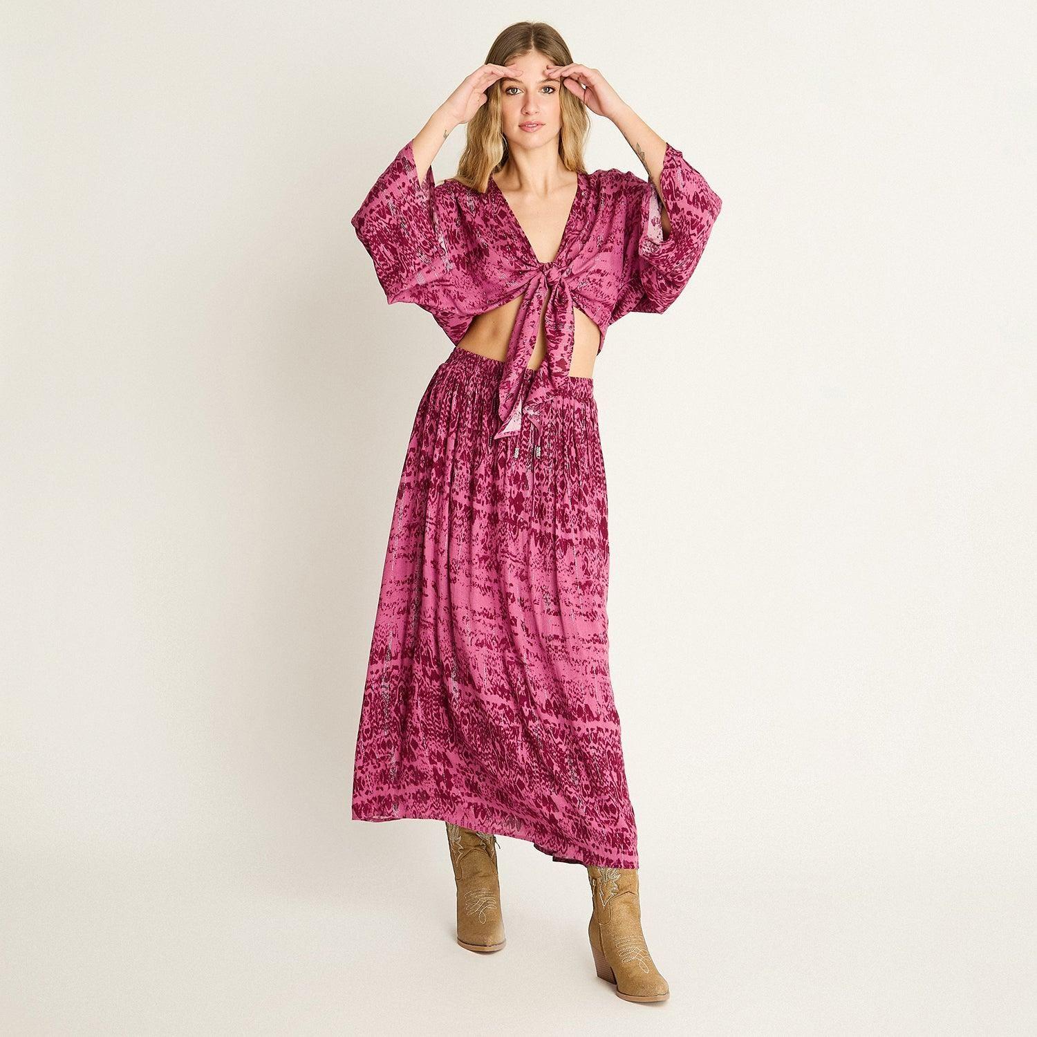 Falda Lila Maxi Estampado Boho-3