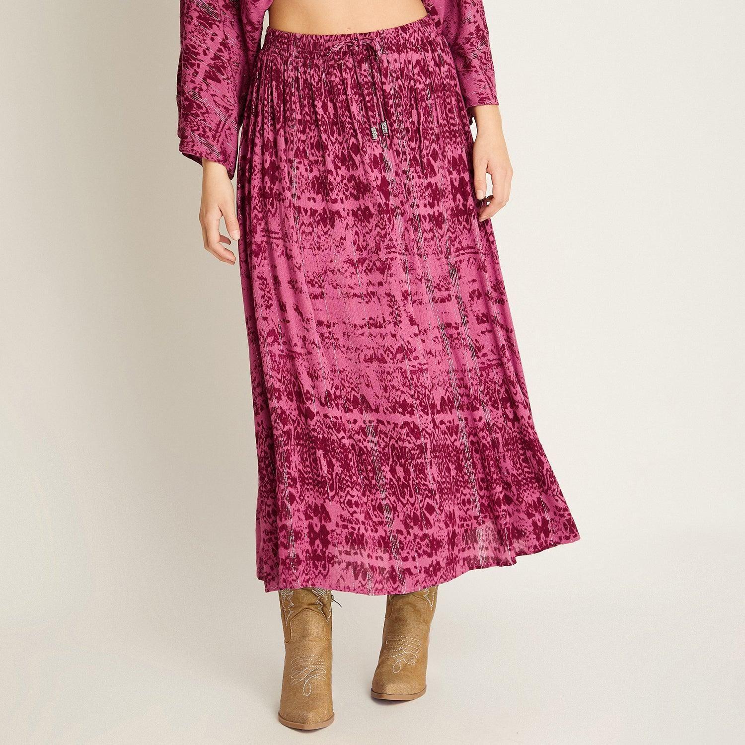 Falda Lila Maxi Estampado Boho-0