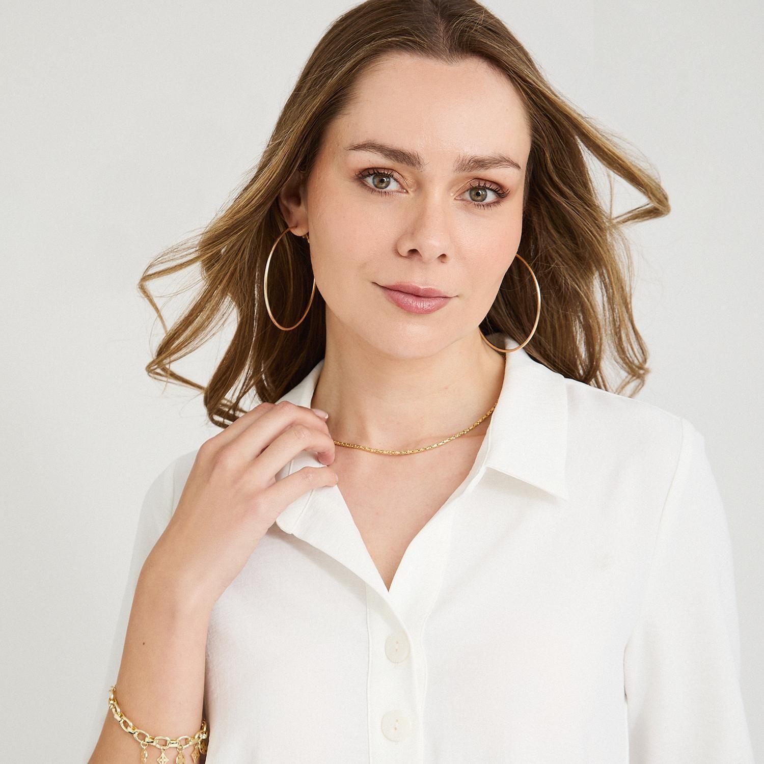 Blusa Manga Roll Up con Botones en Escote Blanco-2