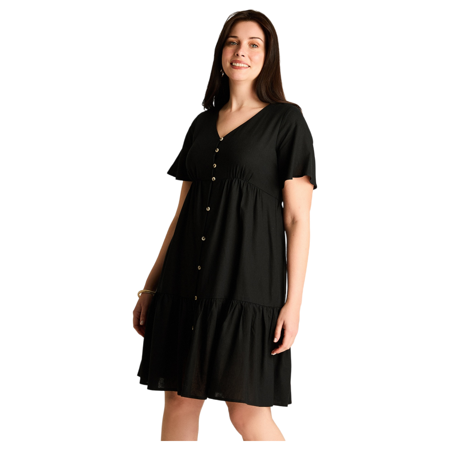 Vestido Corto Negro No Elasticado Sin Forro Calce Holgado-0