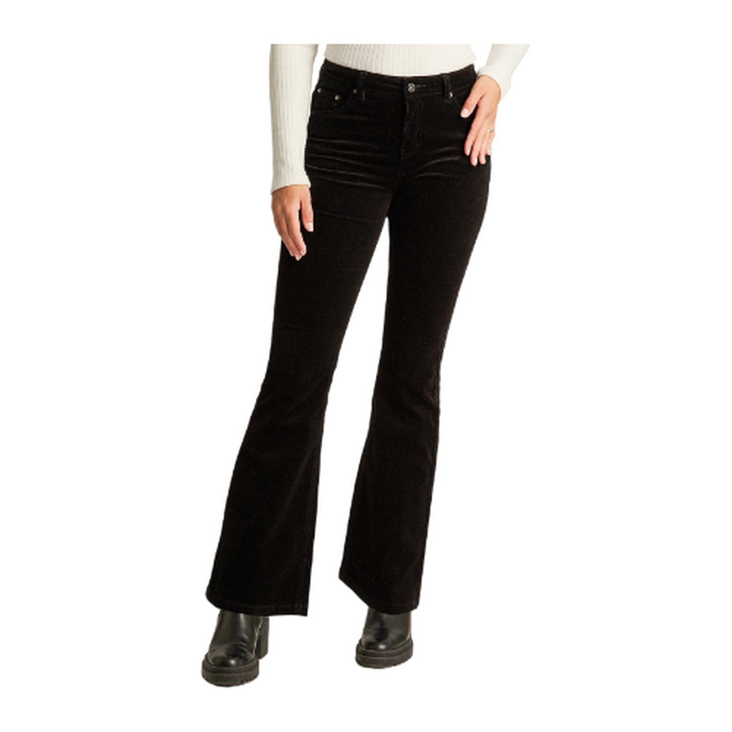 Pantalón Negro Cotelé Corte Flare-0