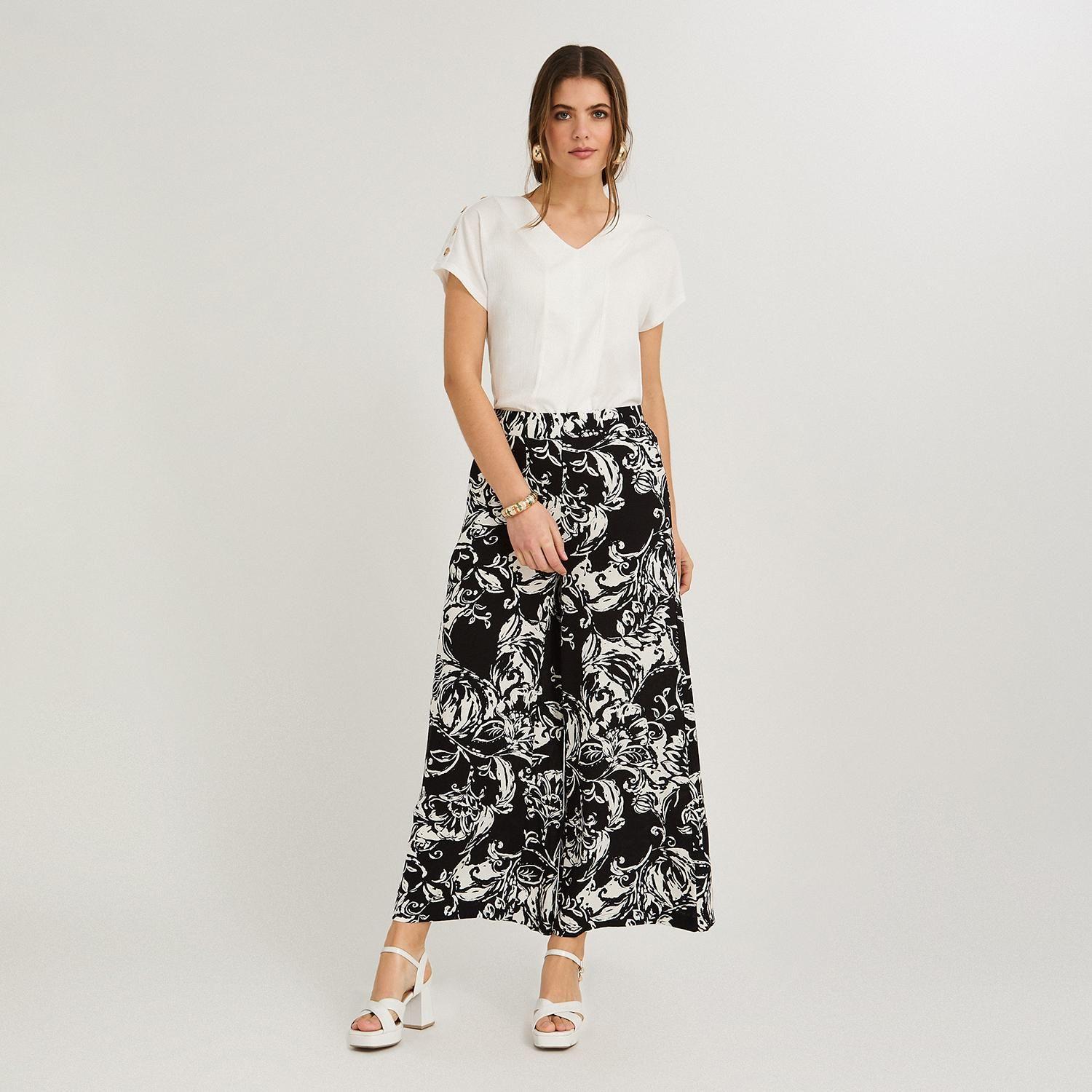 Pantalón Sport Palazzo Estampado Negro-3