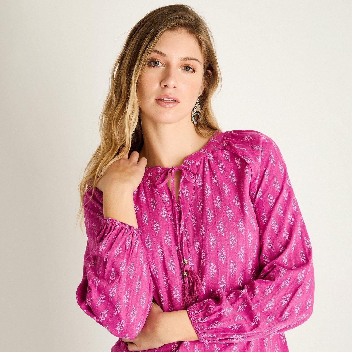 Blusa Magenta con Escote Amarre-2