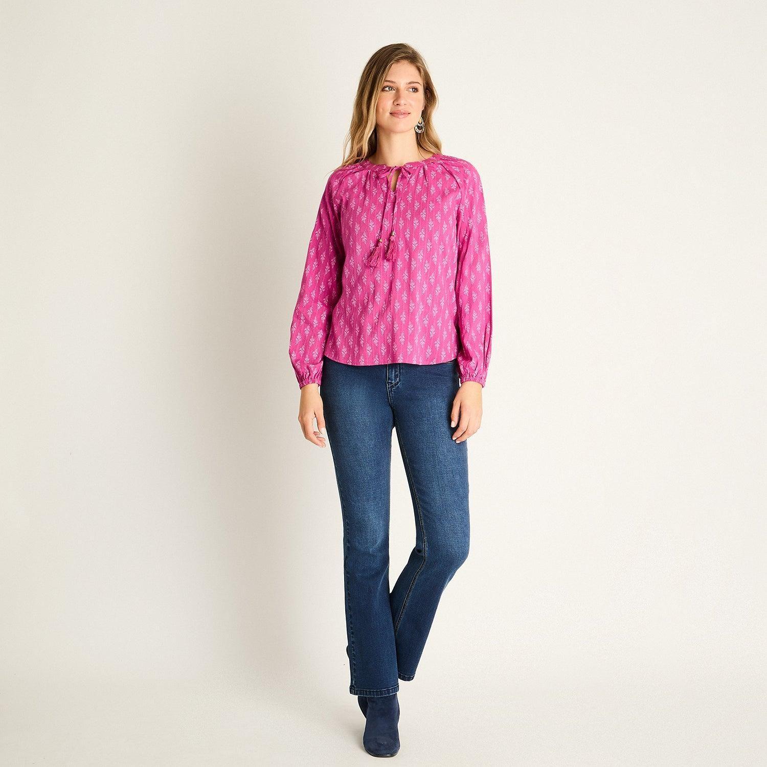Blusa Magenta con Escote Amarre-3
