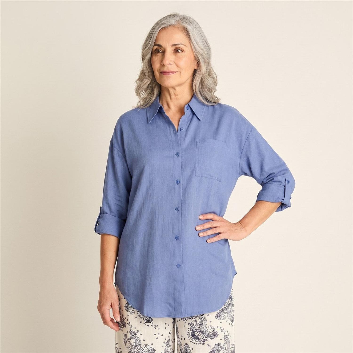 Blusa Azul Bolsillo Frontal-2