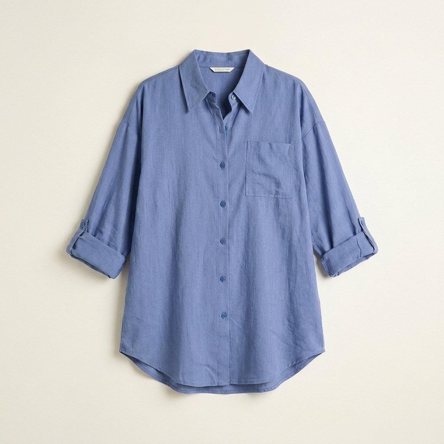 Blusa Azul Bolsillo Frontal-6
