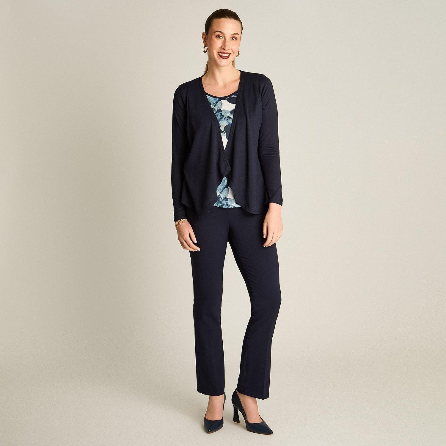 Polera Azul Manga Larga Elasticidad Media Sin Forro Calce Normal Tela Camant-3