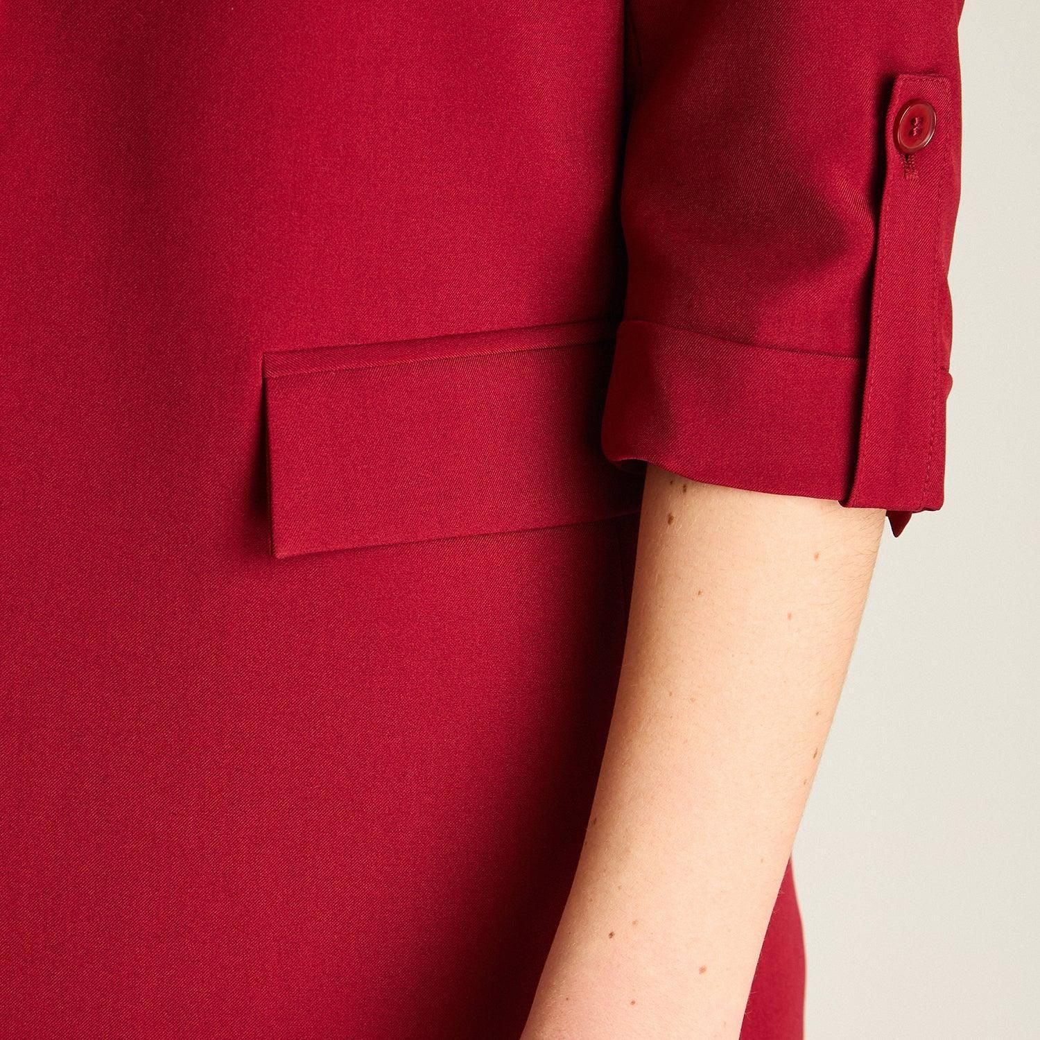 Blazer Rojo Manga 3/4 con Bolsillos y Solapa-2