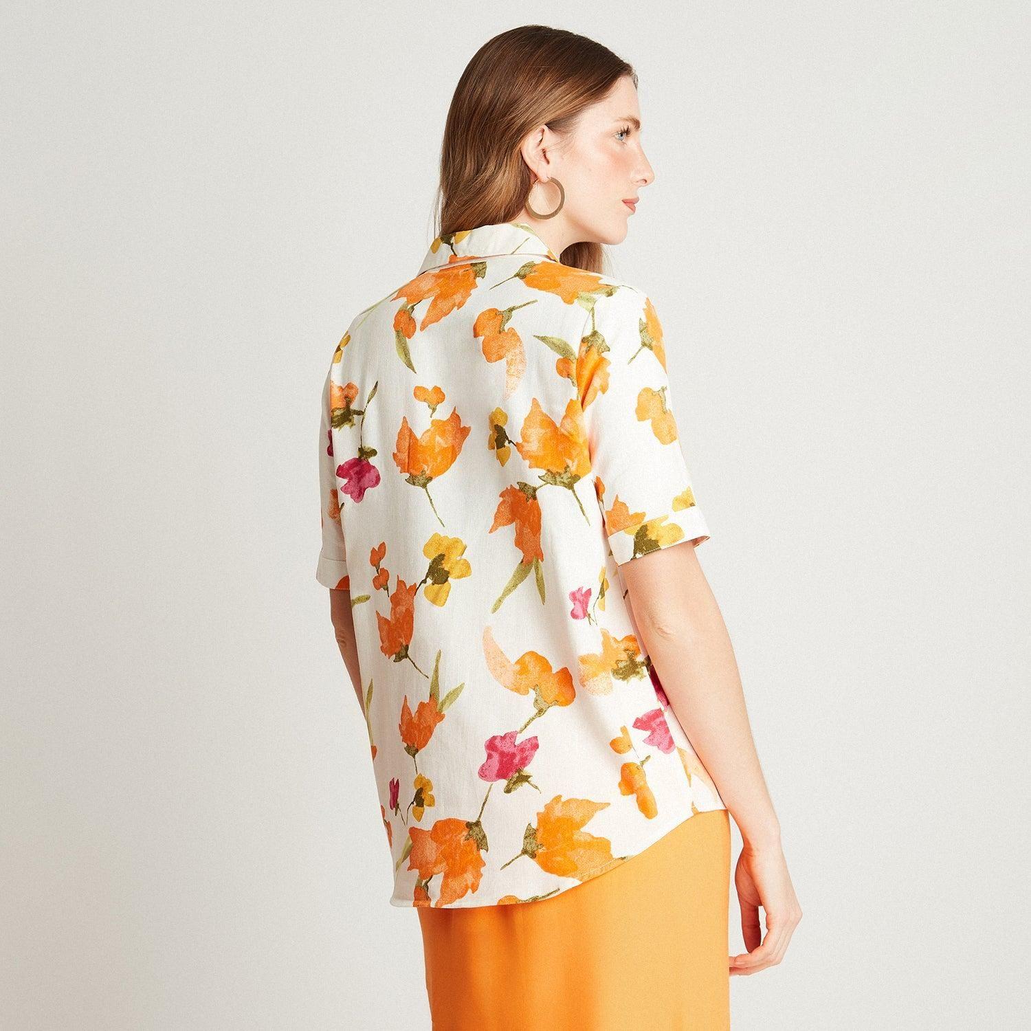 Blusa Blanco Manga Corta Cuello Camisero-1