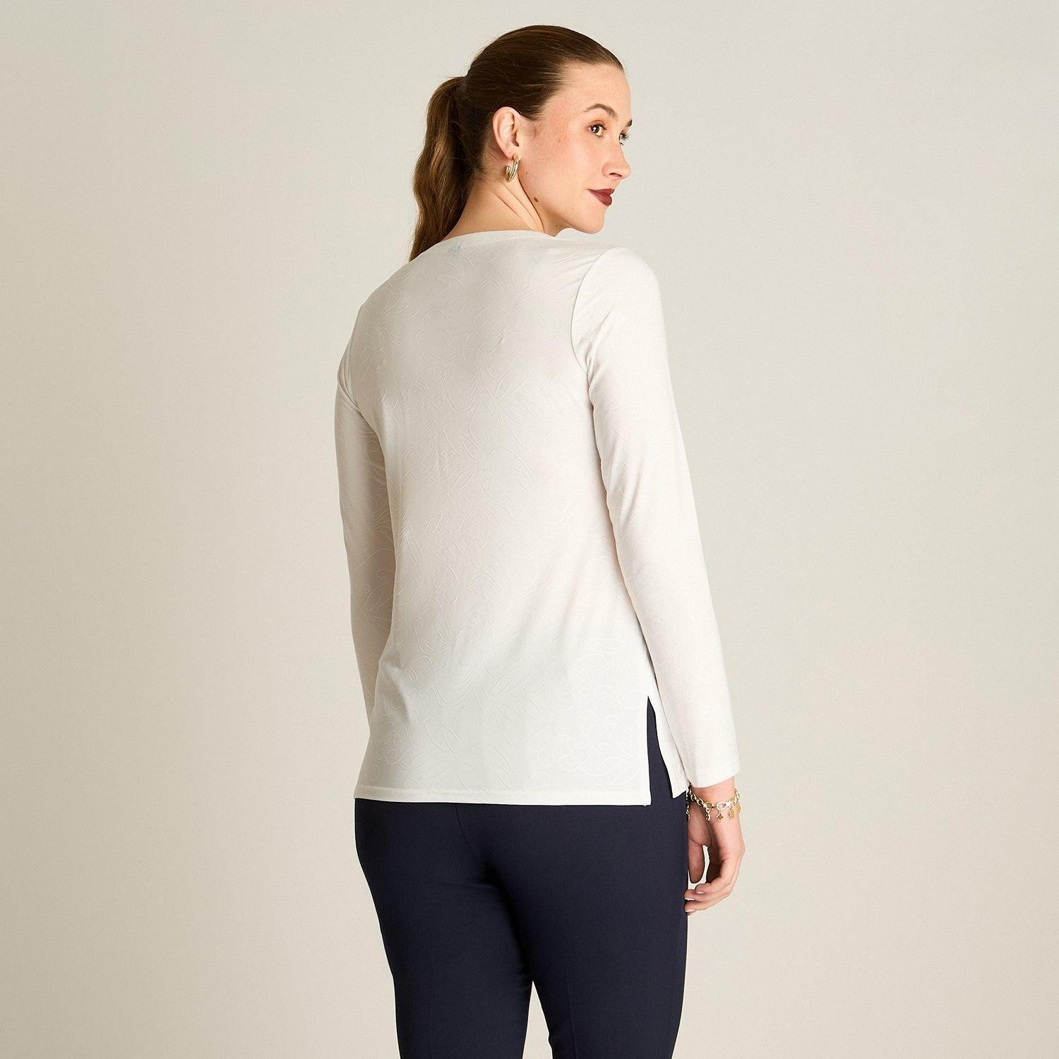 Polera Crudo Manga Larga con Detalle en el Escote-1