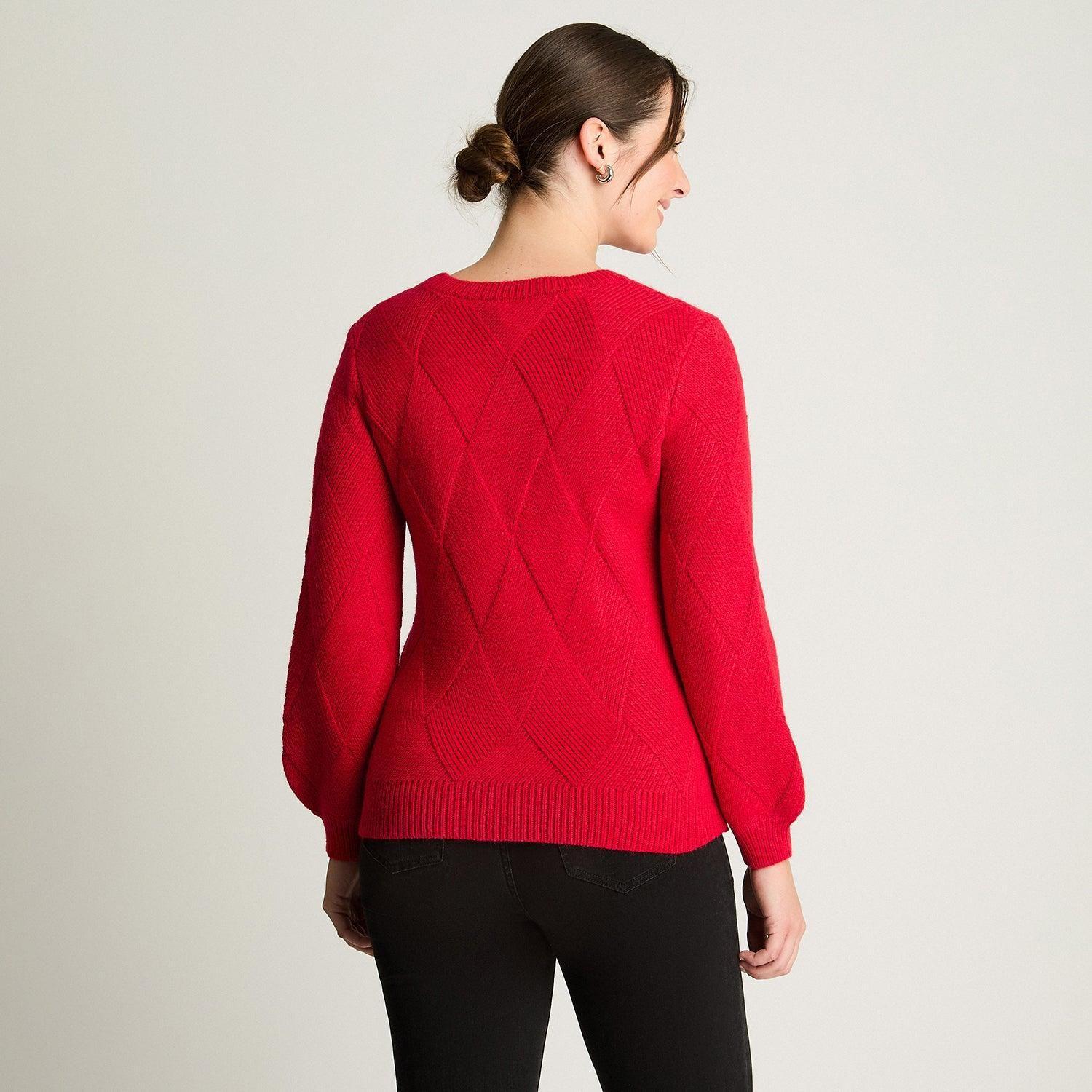 Sweater Manga Globo Rombos Rojo-1