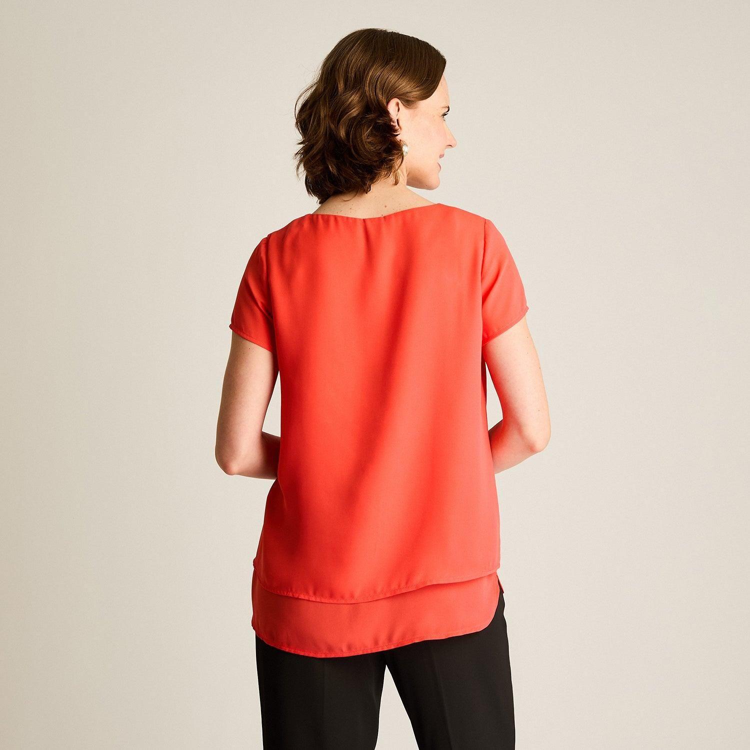 Blusa Coral Cuello Gota Manga Corta-1
