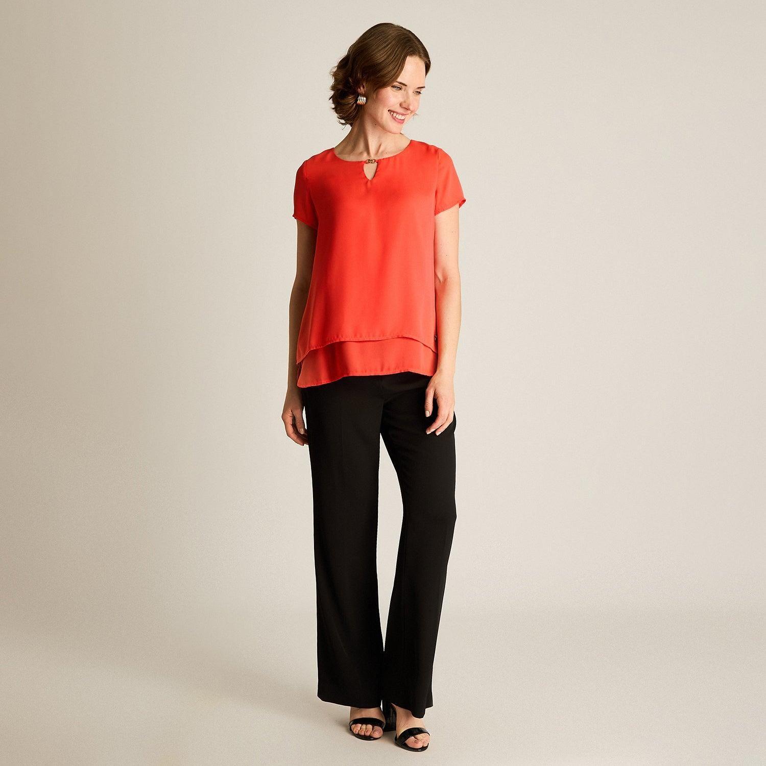Blusa Coral Cuello Gota Manga Corta-3