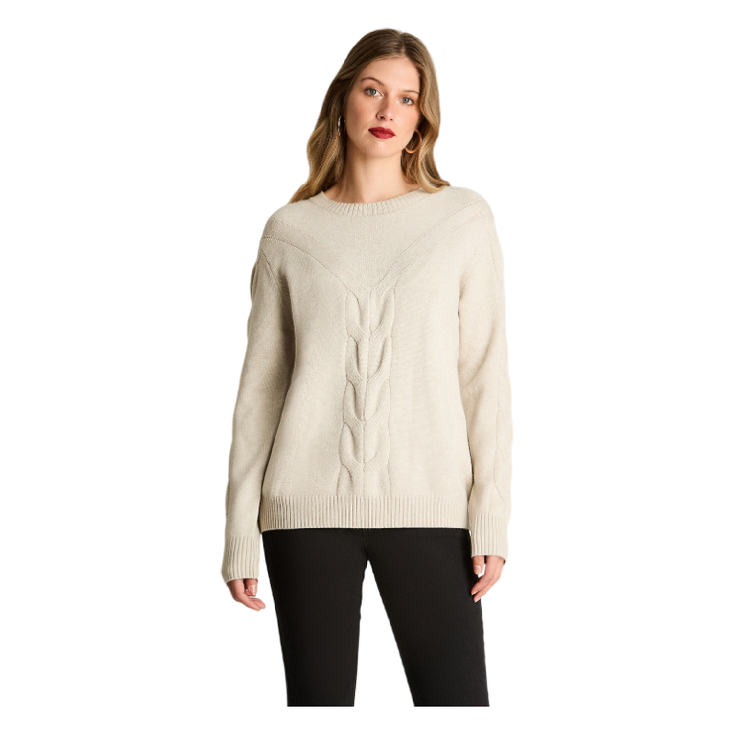 Sweater Escote Redondo Manga Larga Crudo-0