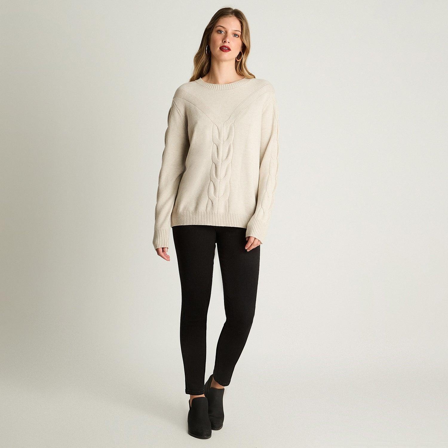 Sweater Escote Redondo Manga Larga Crudo-3