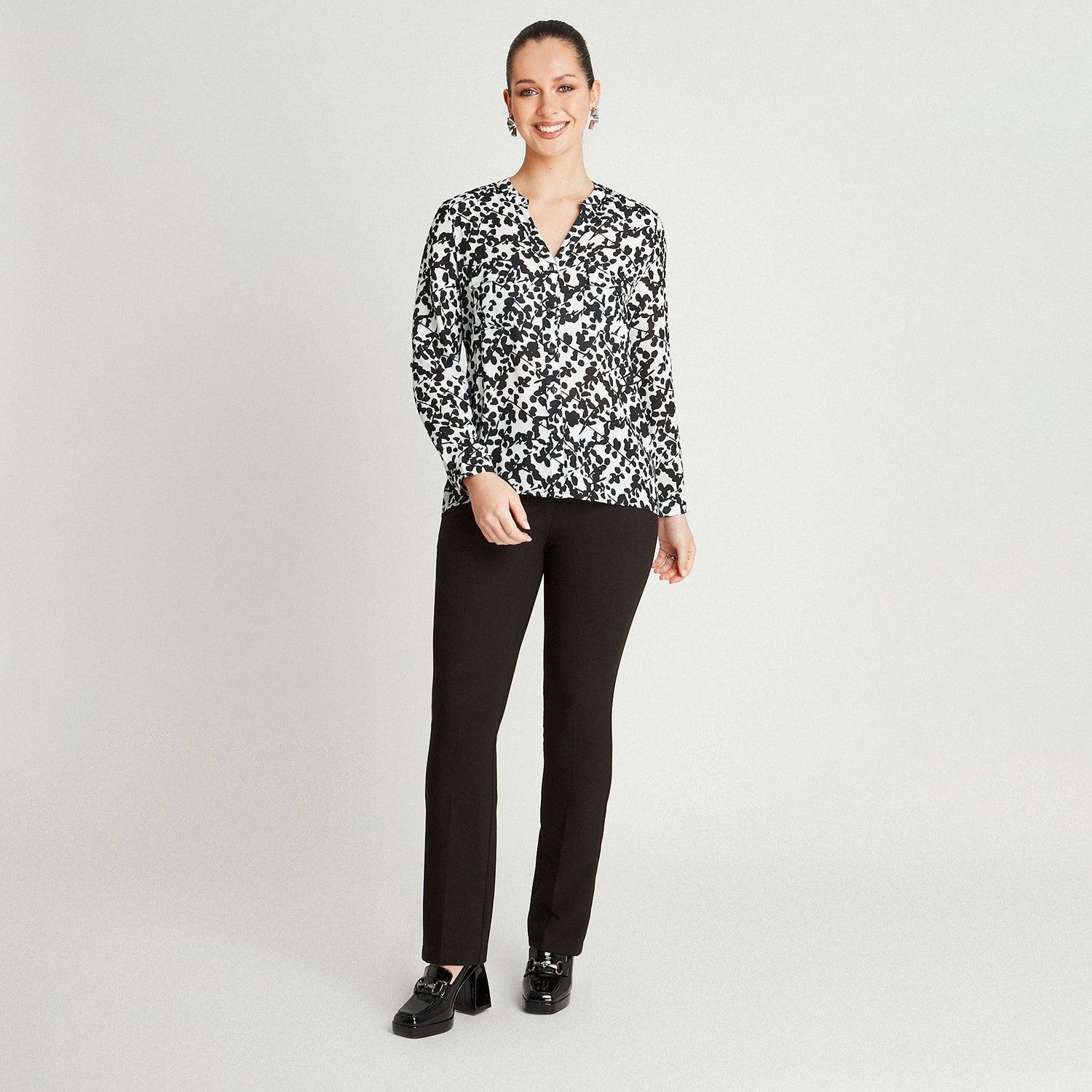 Blusa Crudo Manga Larga Estampado Cuello Mao-3