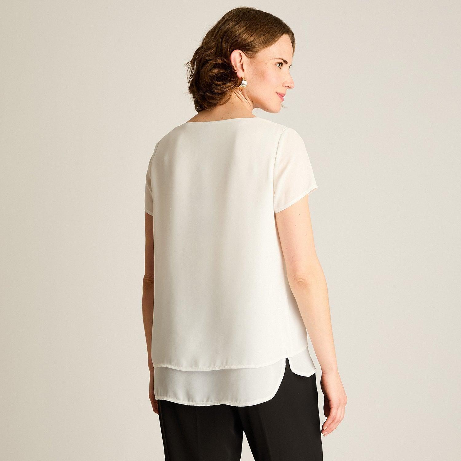 Blusa Crudo Manga Corta con Abertura Frontal-1