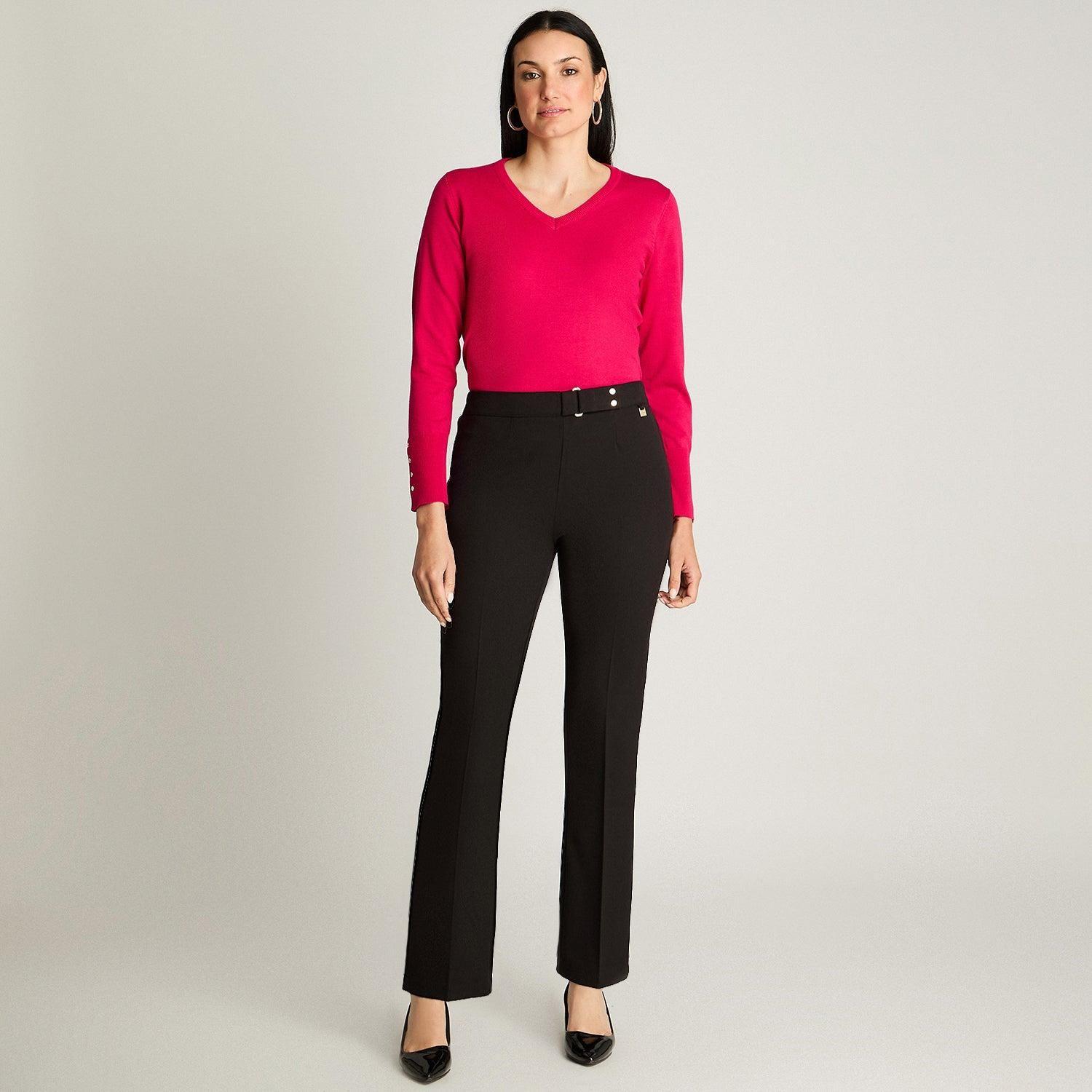Pantalón Recto Con Pretina Trasera Elasticada Negro-3