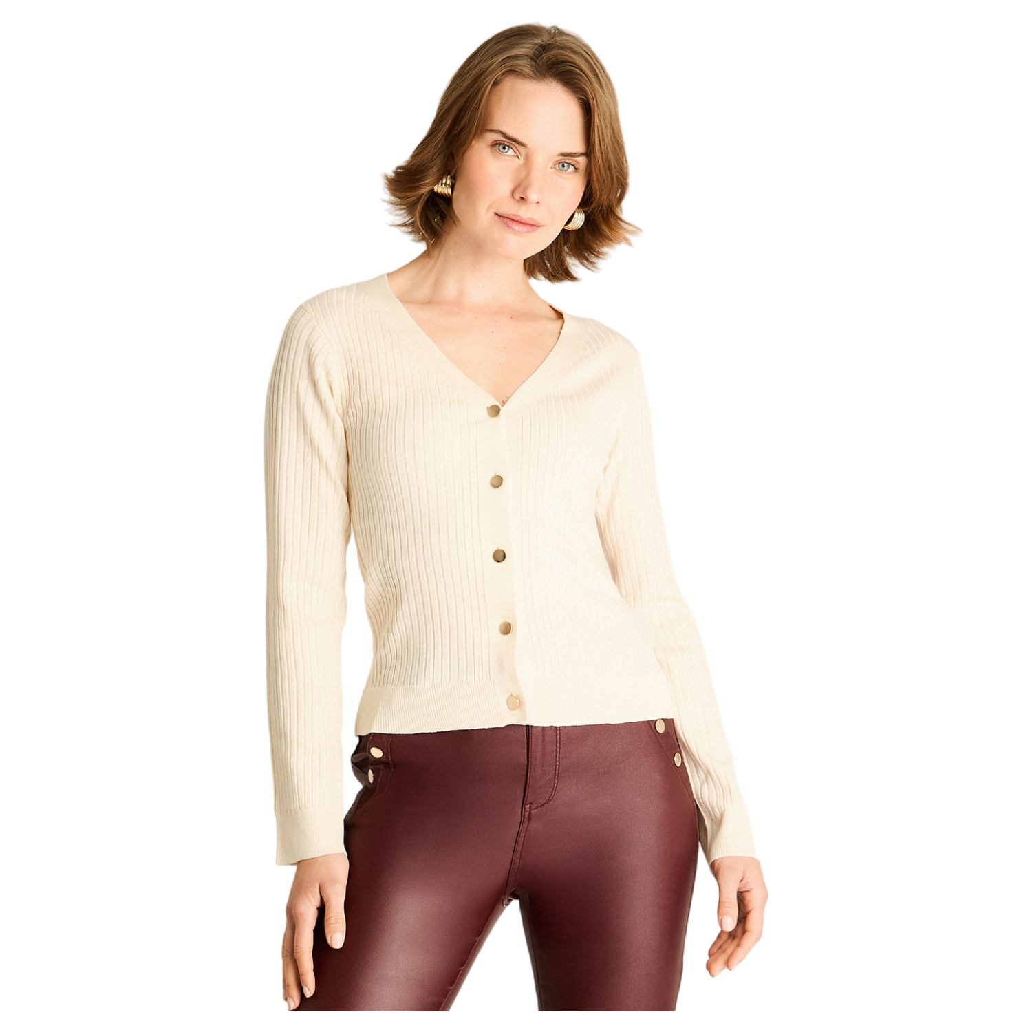 Cardigan Arena con Ribete Contraste-0