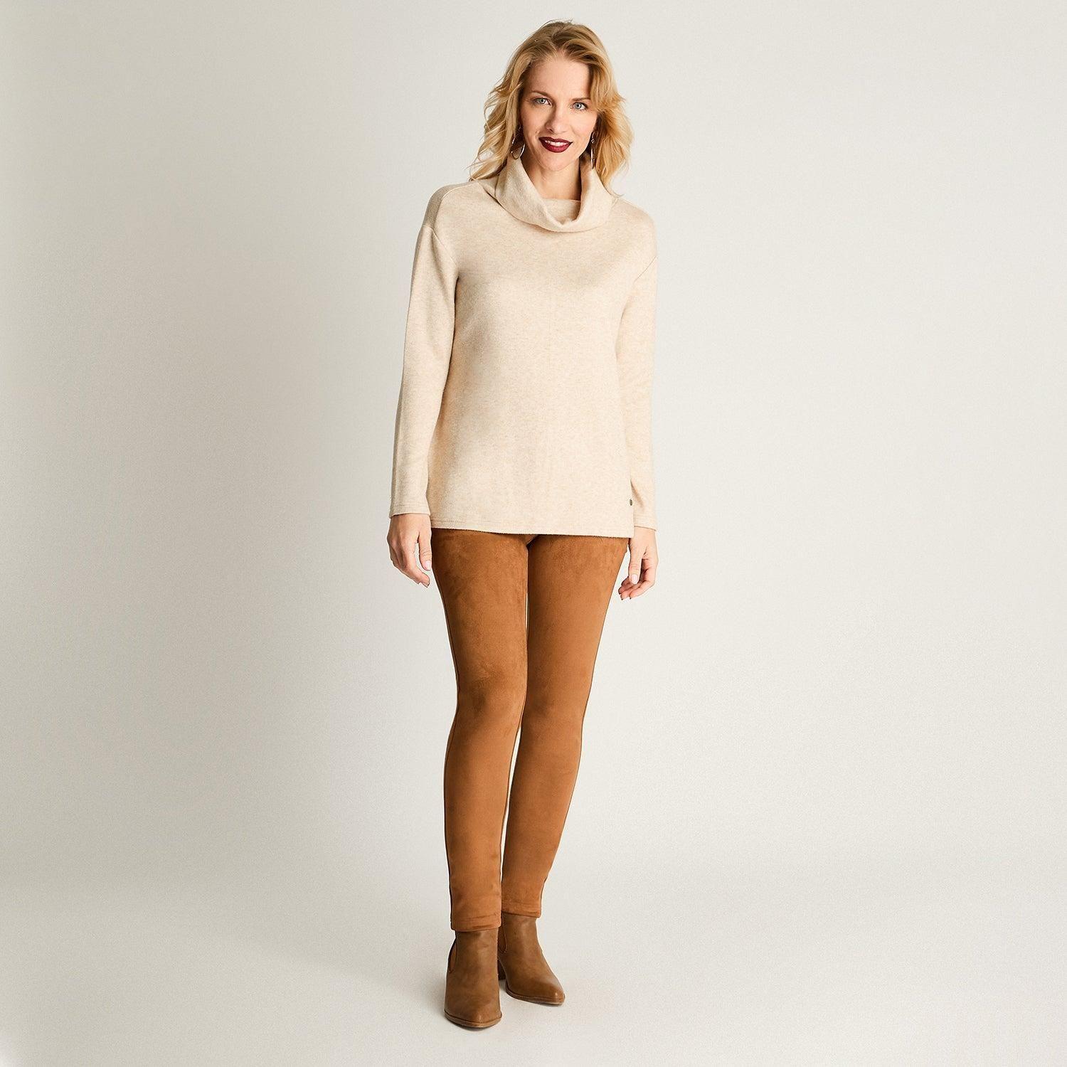 Tejido Manga Larga Cuello Bote Beige-3