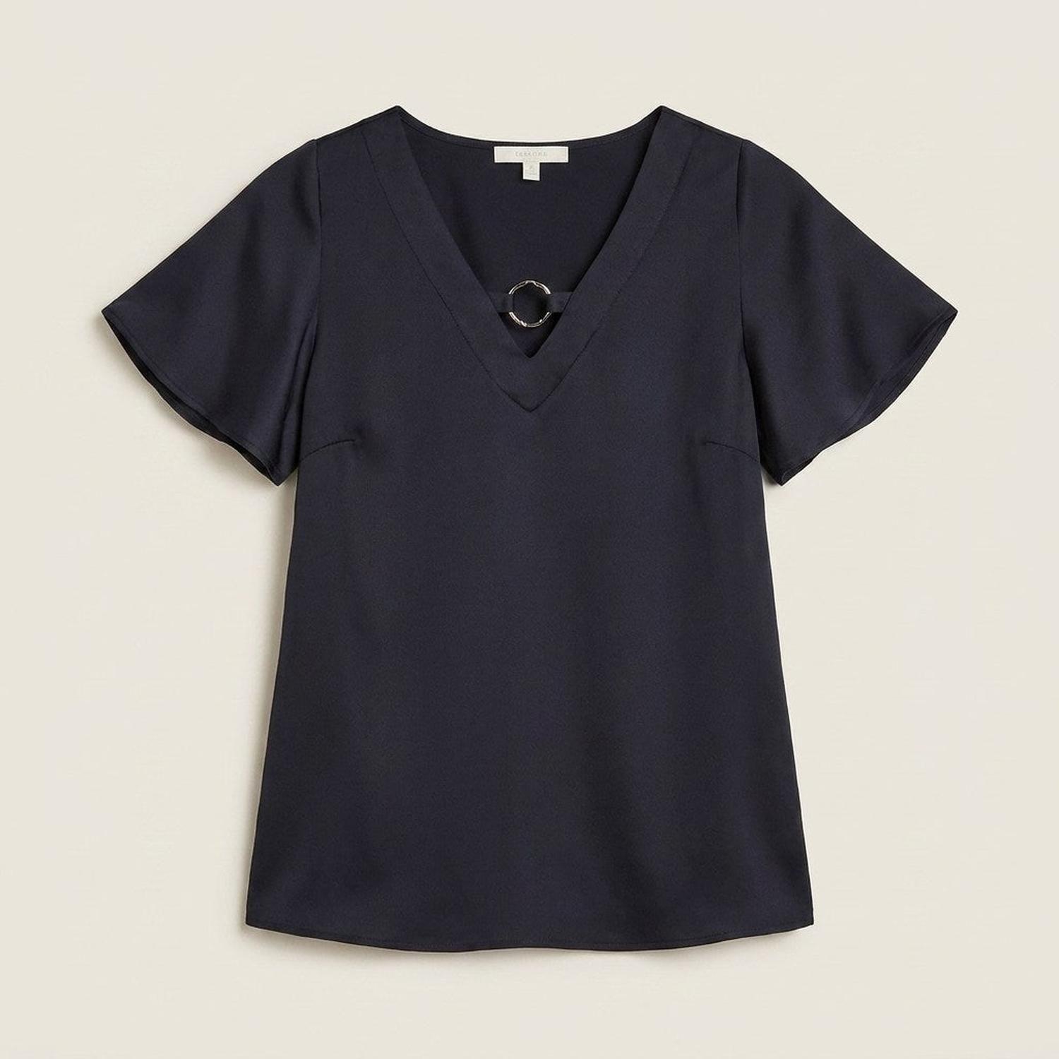 Blusa Azul Manga Corta Argolla En Cuello-4