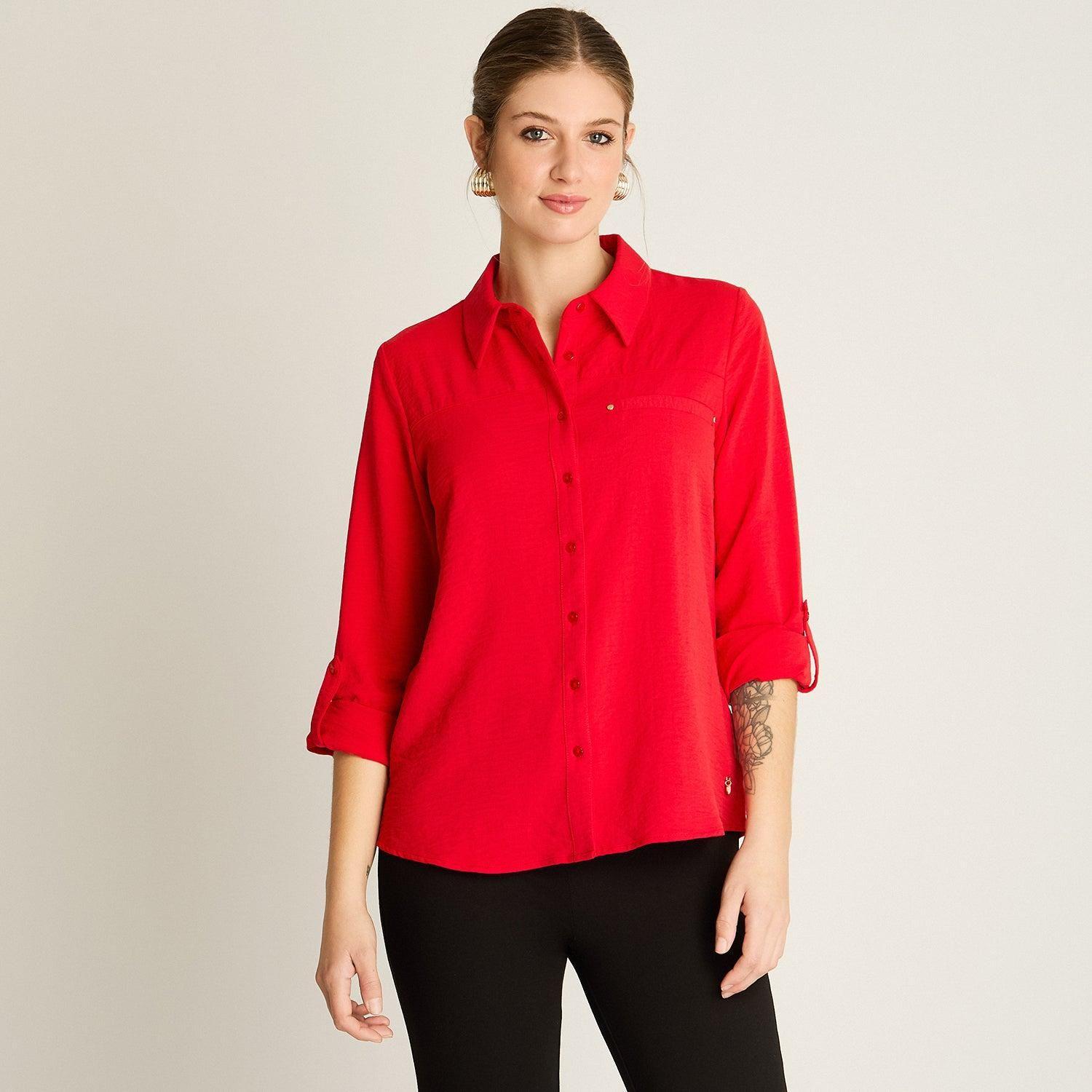 Blusa Roja de Botones-0