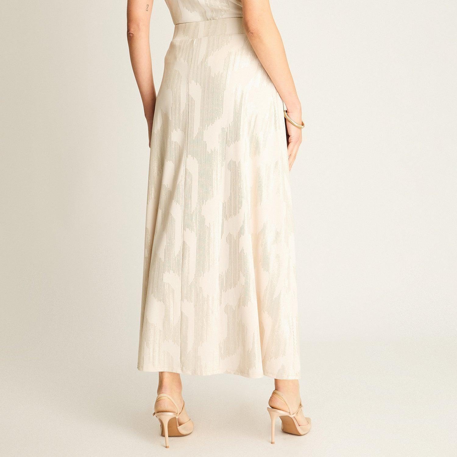 Falda Maxi Beige Satinada con Cinturón-1