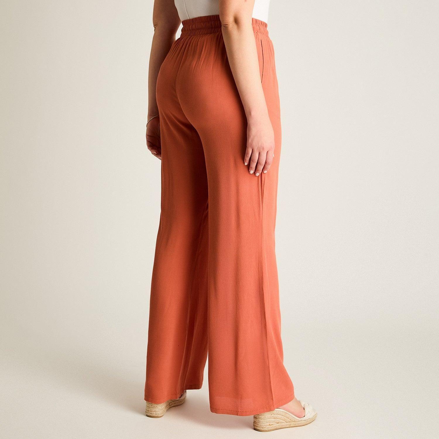 Pantalón Sport Terracota Palazzo Elasticidad Media Calce Holgado-1