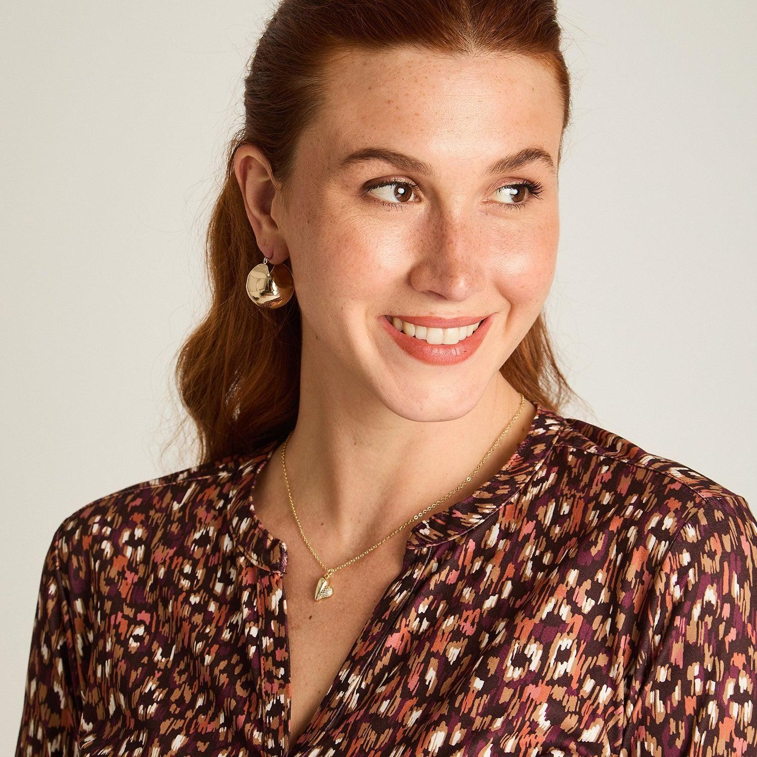 Polera Terracota Estampada Escote Mao Hot Touch-2