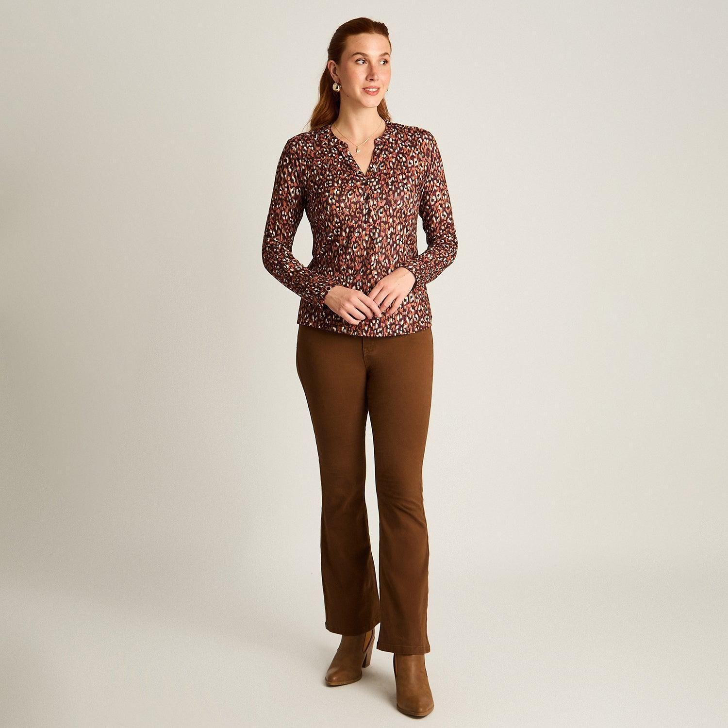 Polera Terracota Estampada Escote Mao Hot Touch-3