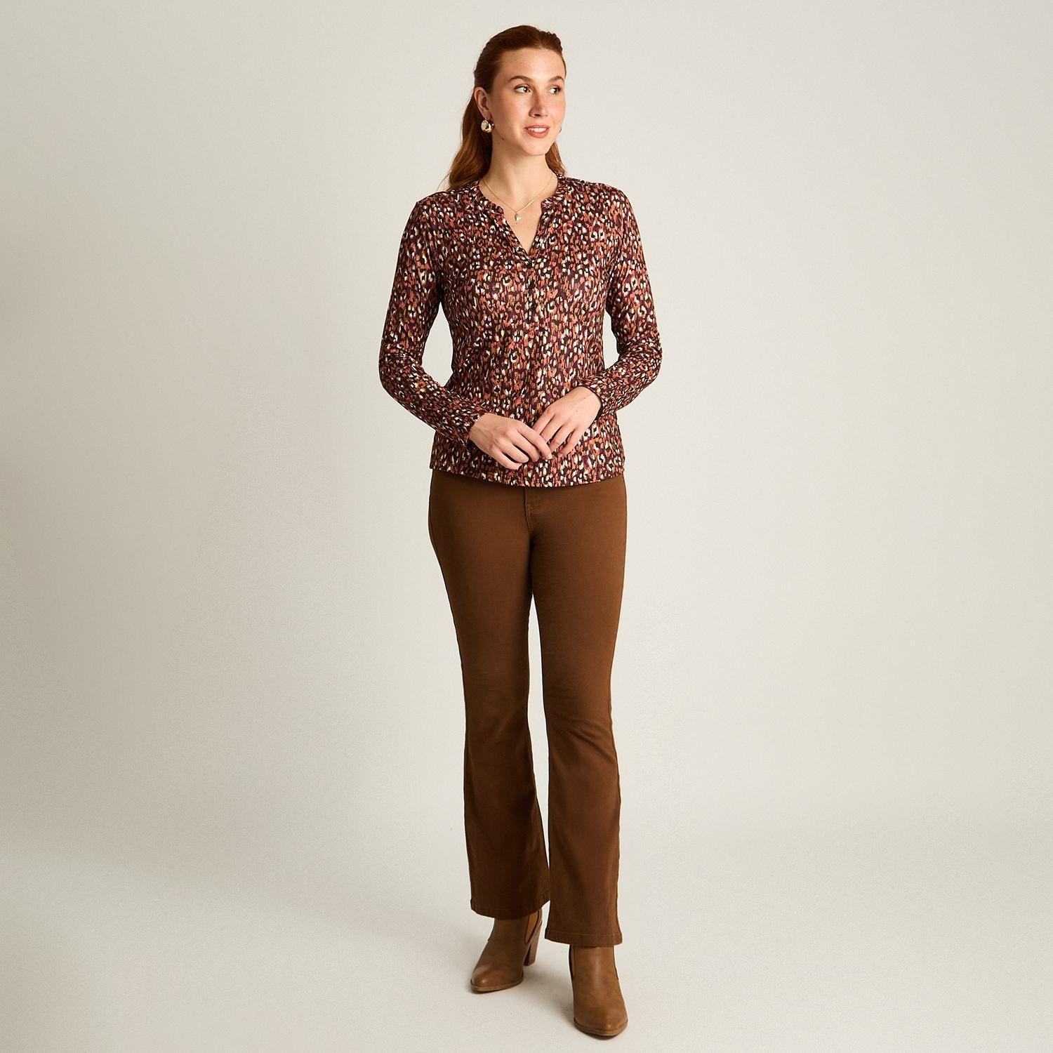 Polera Terracota Estampada Escote Mao-3