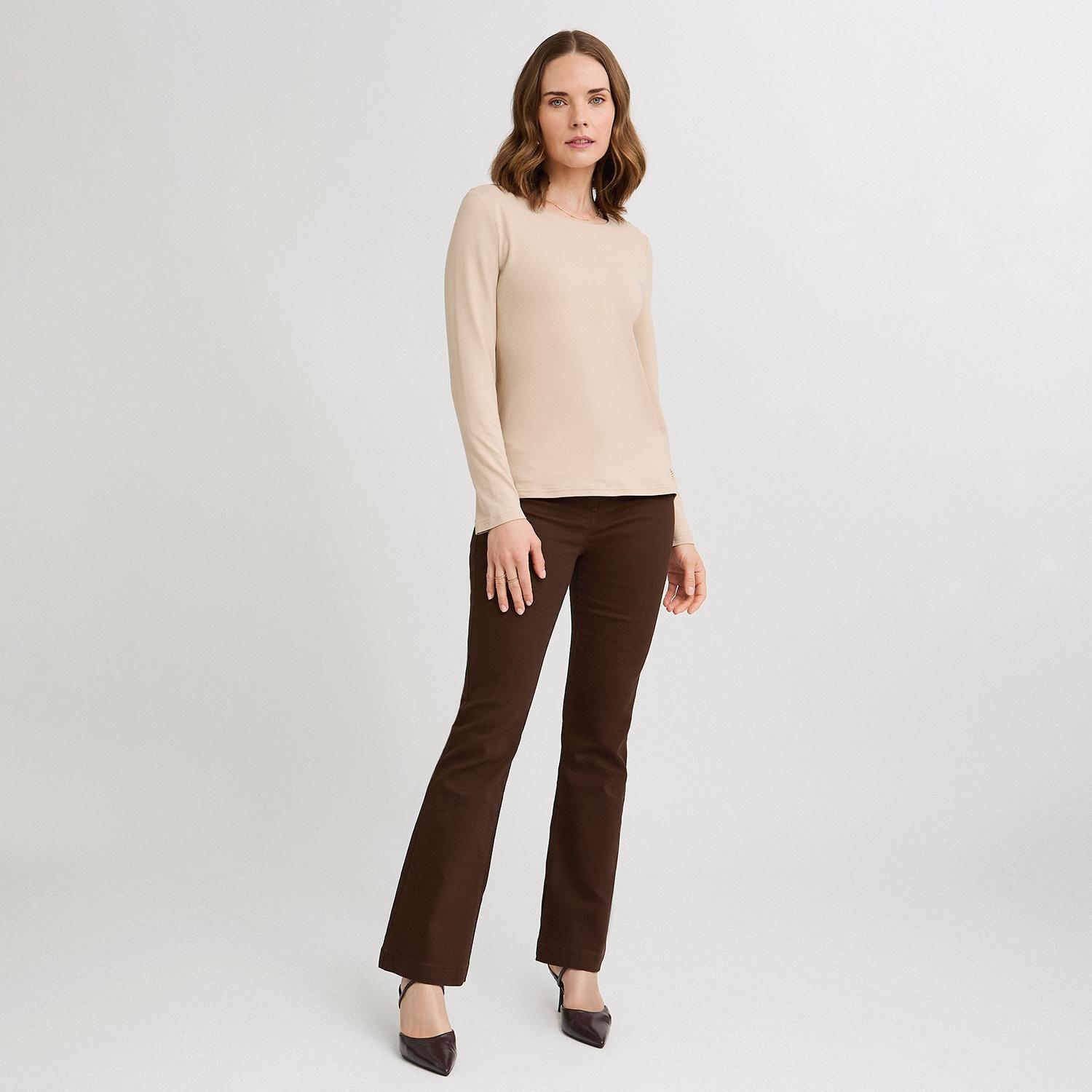 Polera Escote Redondo Lisa Básica Beige-3
