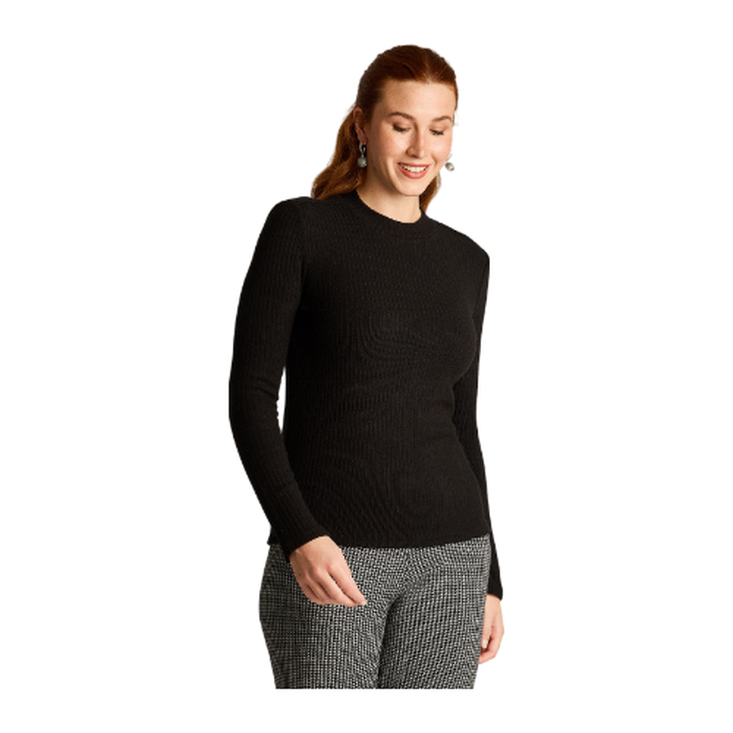 Polera Negra Lanilla Cuello Alto Manga Larga Básica-0