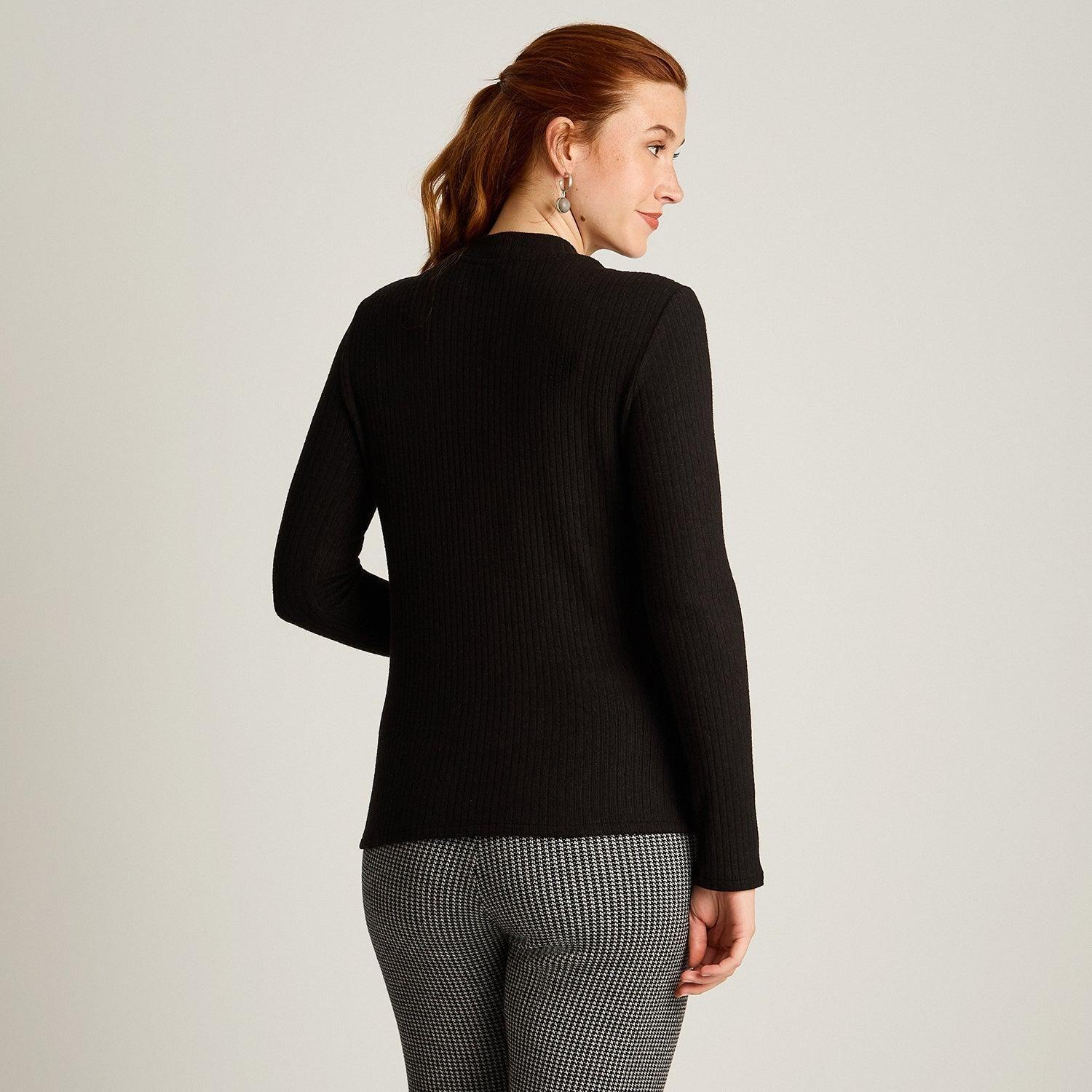 Polera Negra Lanilla Cuello Alto Manga Larga Básica-1