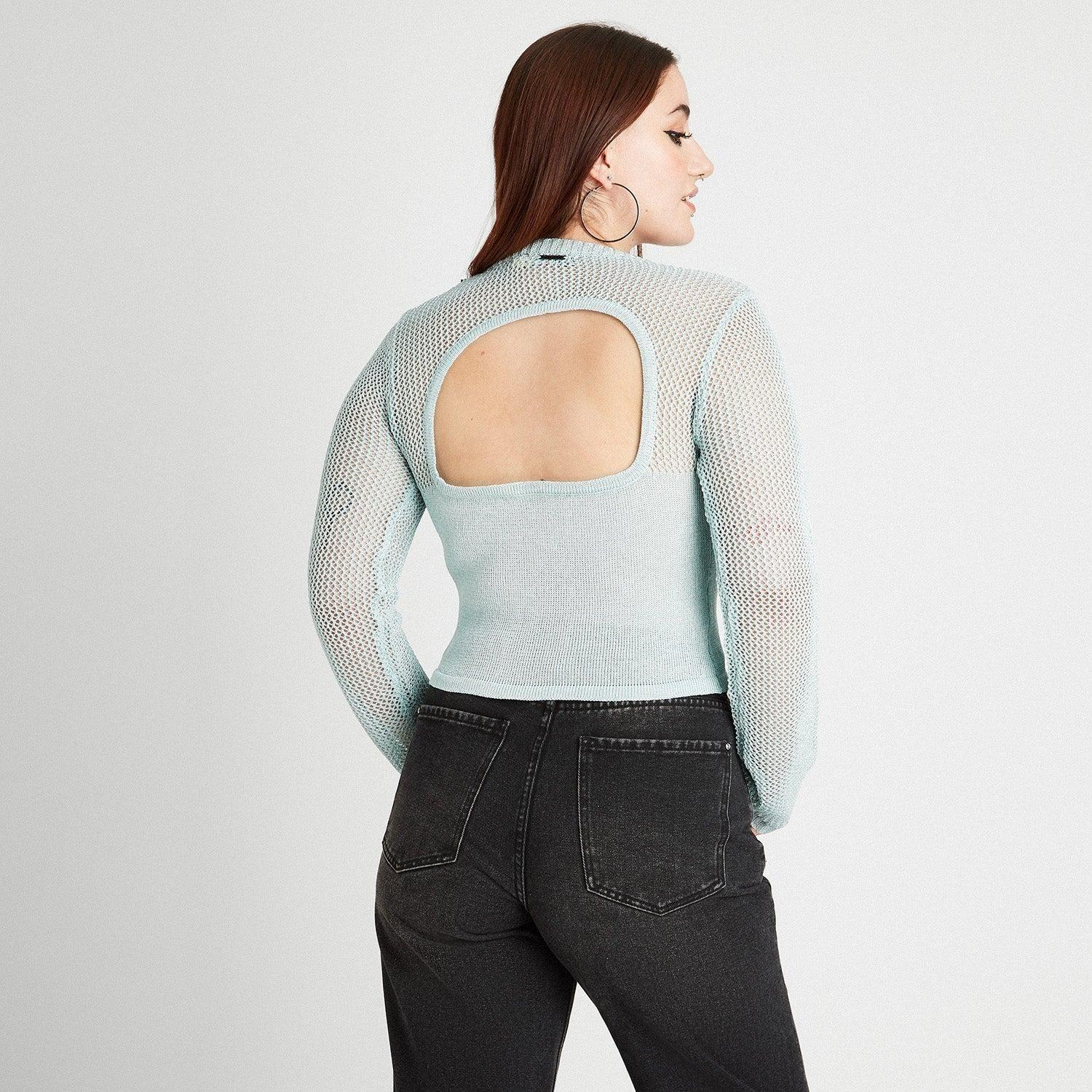 Sweater calado Lúrex con abertura espalda | Acuarela-1