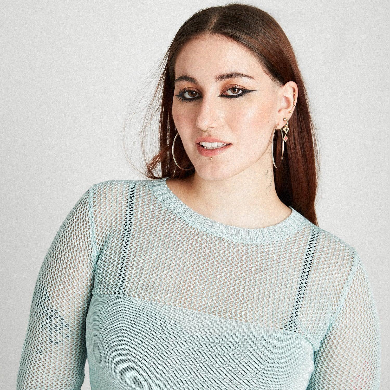 Sweater calado Lúrex con abertura espalda | Acuarela-2
