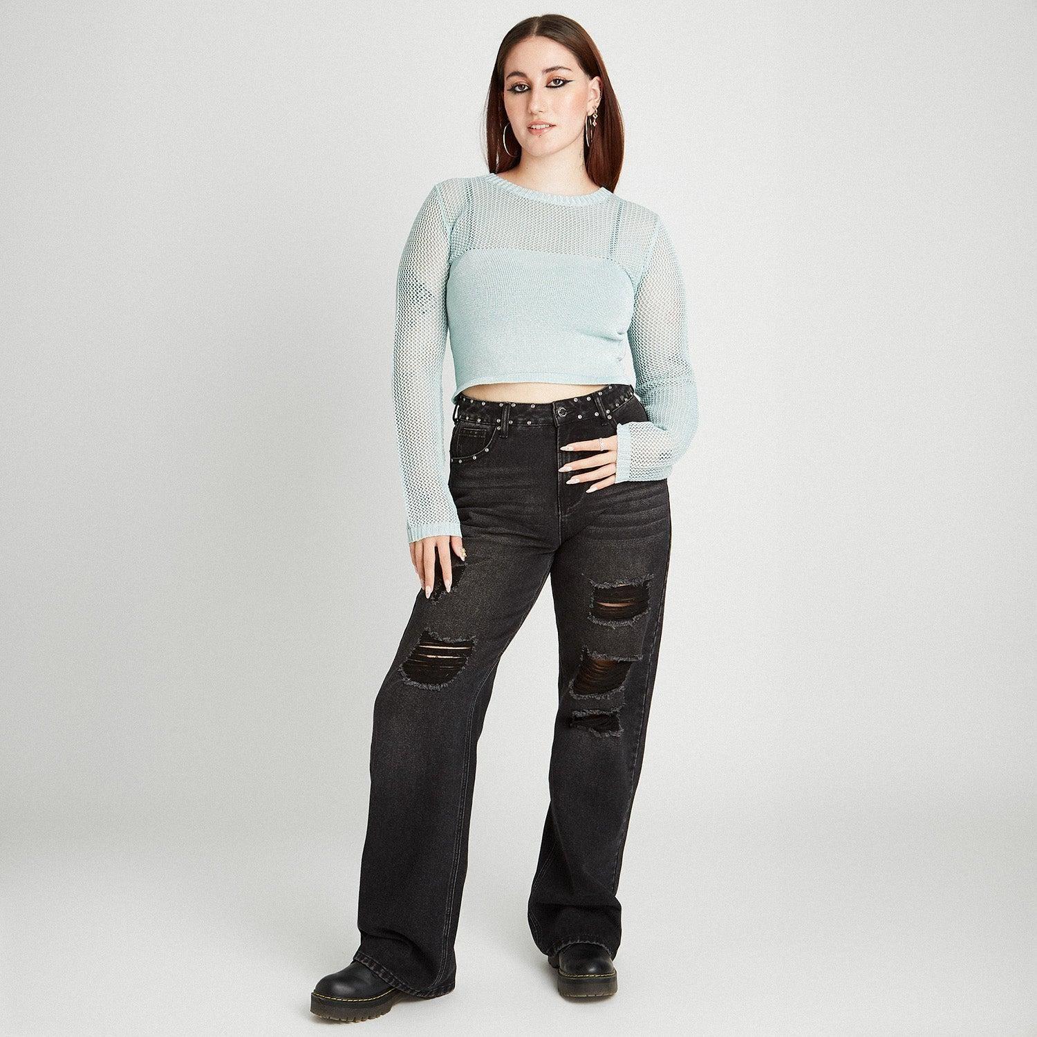 Sweater calado Lúrex con abertura espalda | Acuarela-3
