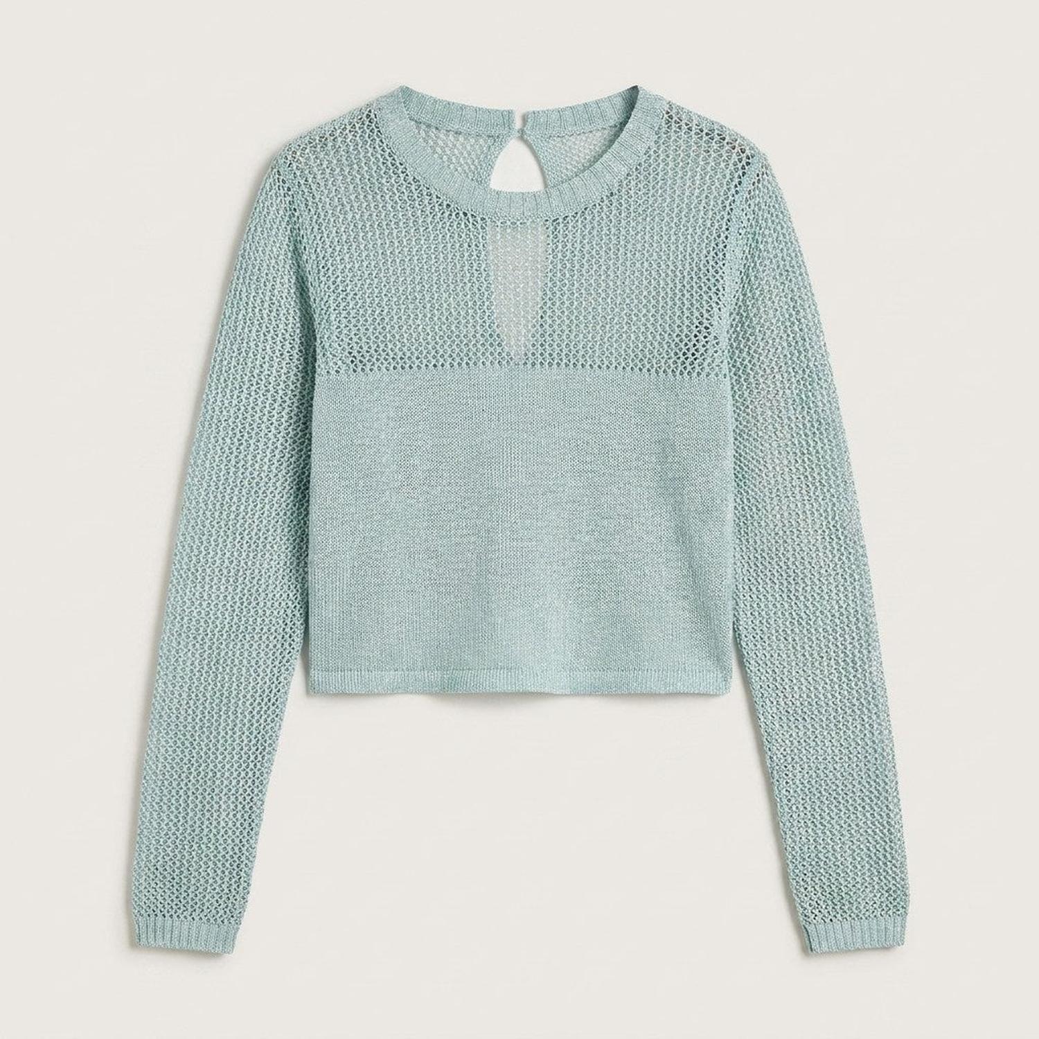 Sweater calado Lúrex con abertura espalda | Acuarela-4