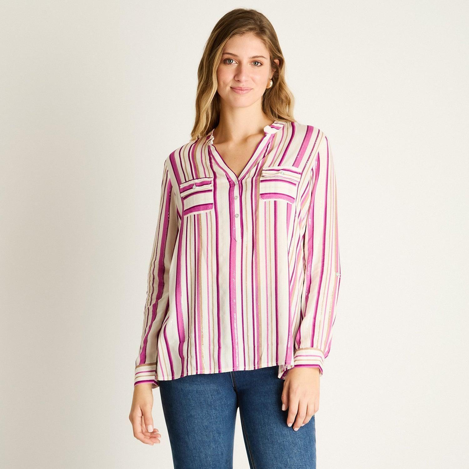 Blusa Magenta con Rayas-0