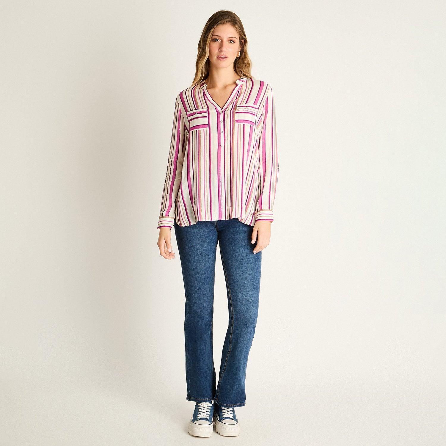 Blusa Magenta con Rayas-3