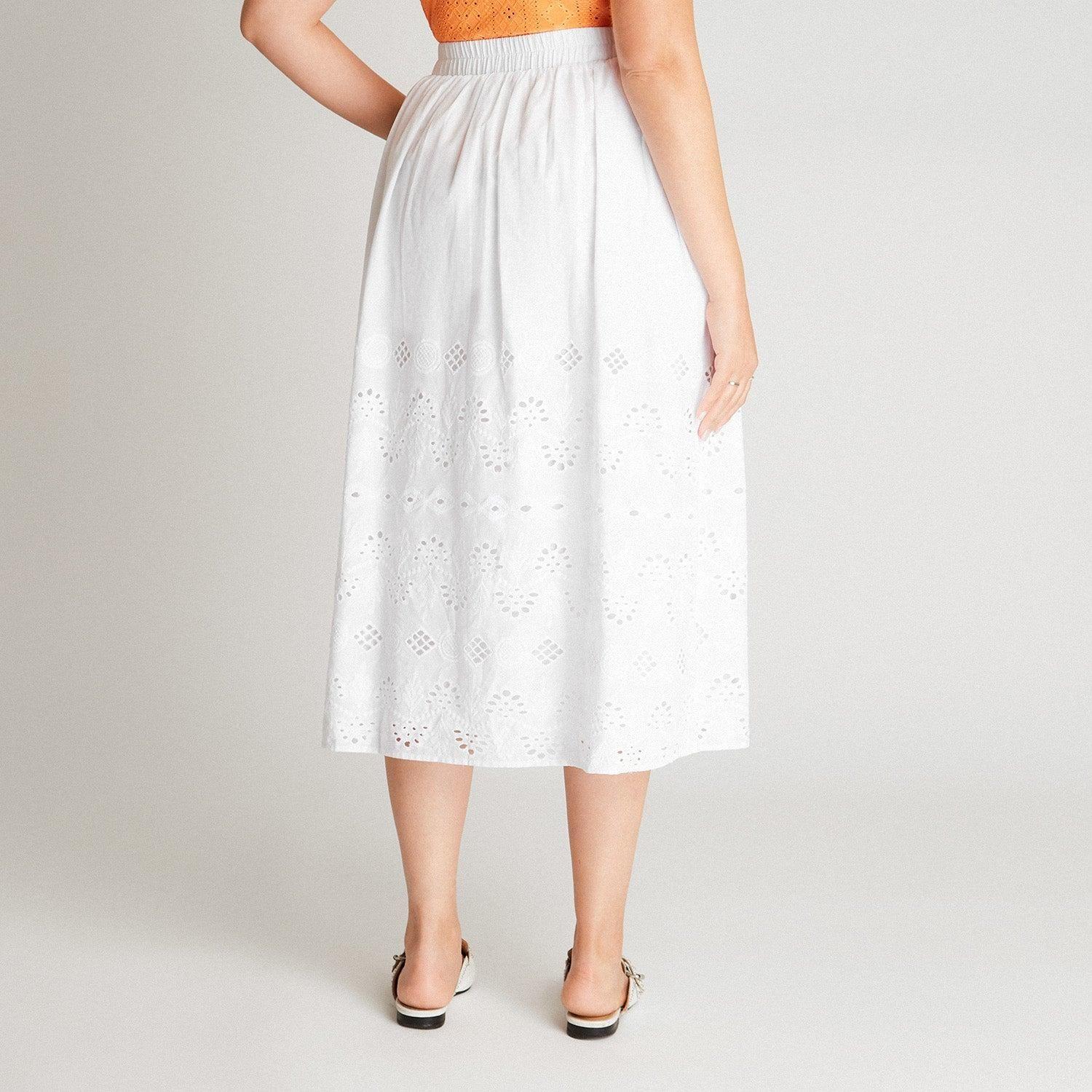 Falda Midi Blanca Broderie-1