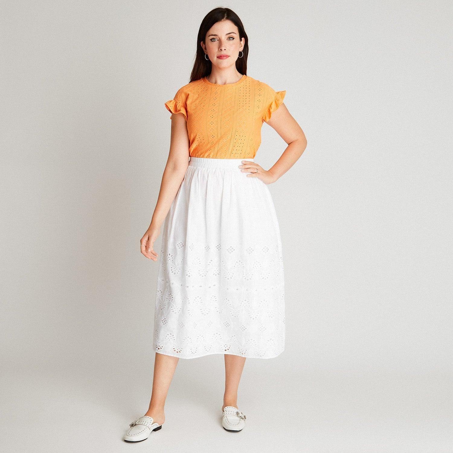 Falda Midi Blanca Broderie-3