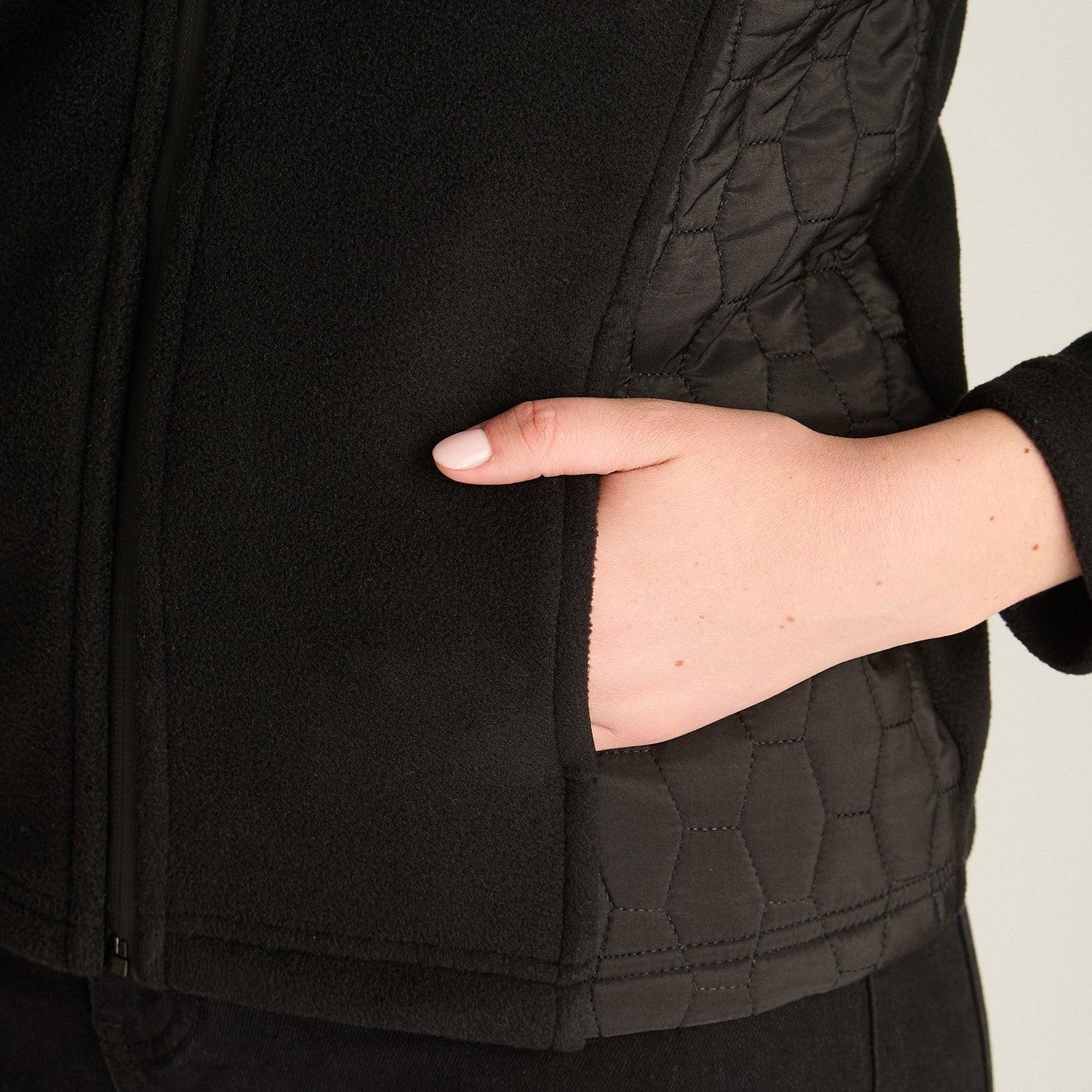 Poleron Polar Negro Manga Larga Elasticidad Baja Sin Forro Calce Normal Tela Punto-2